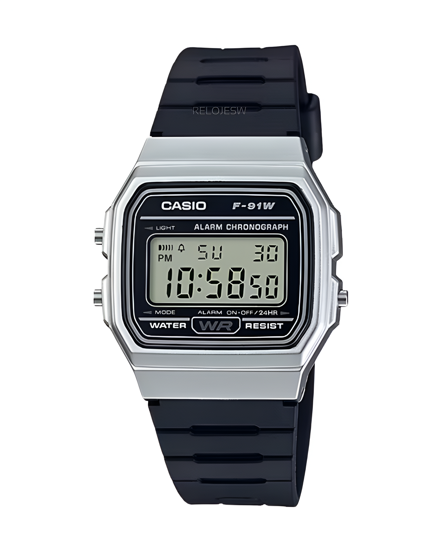 Reloj Casio Retro Hombre Negro Plateado F-91WM-7A