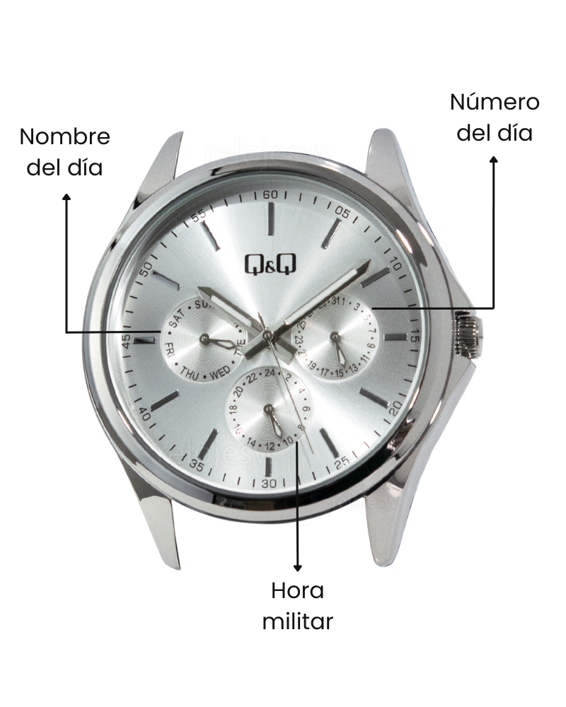 Reloj Q&Q Mujer Negro Plateado Rosa C25A001Y
