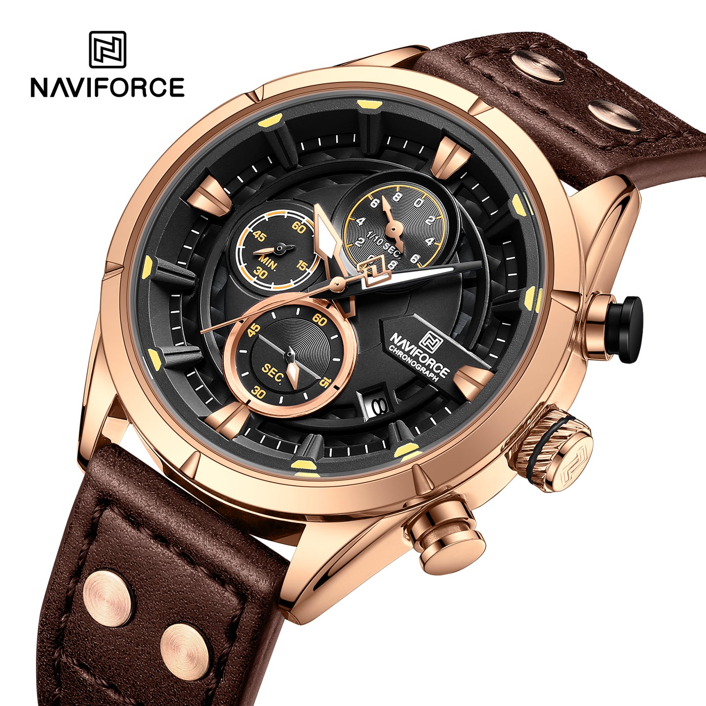 Reloj Naviforce Hombre Marrón Oro Rosa NF8045-MAOR