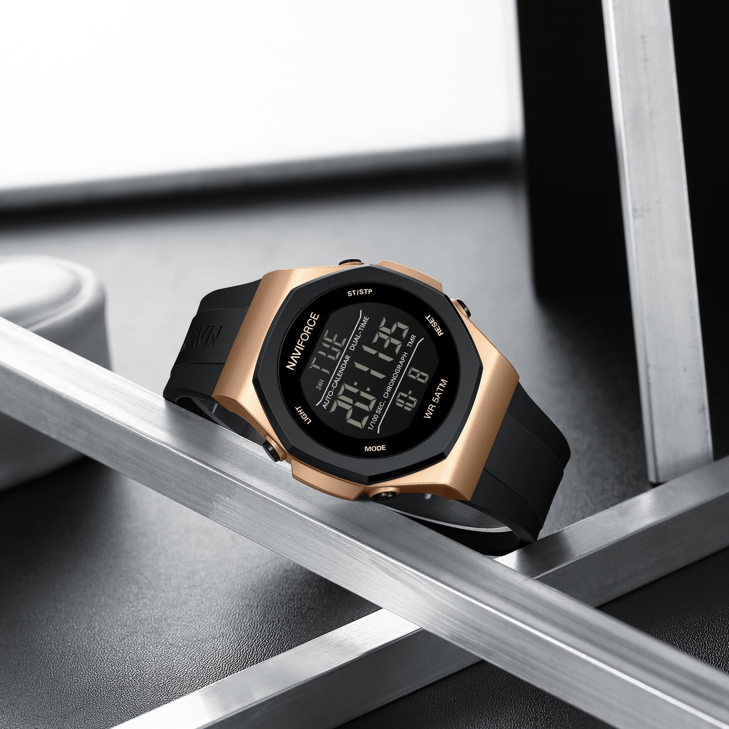 Reloj Naviforce Unisex Negro Oro Rosa NF7117-NEOR