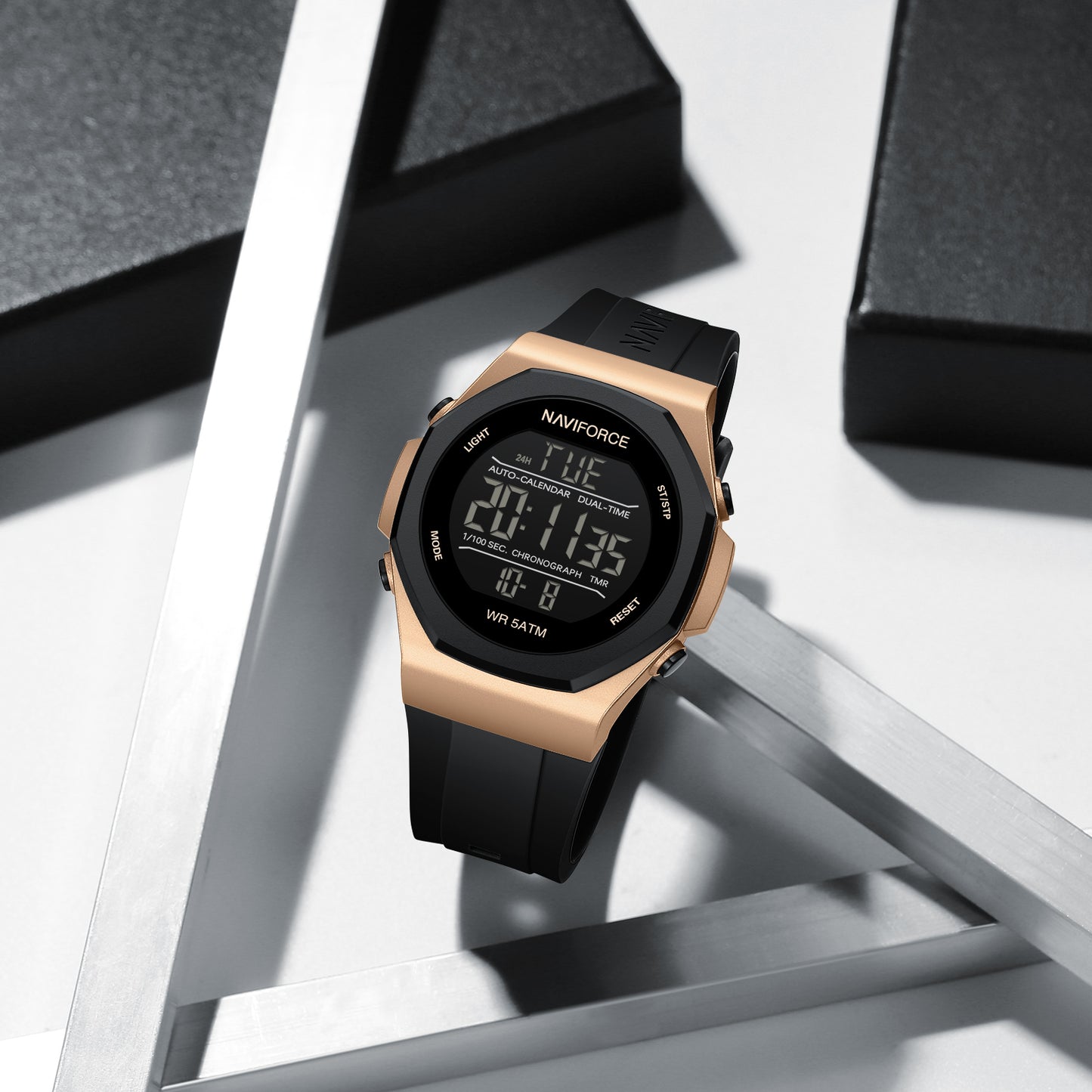 Reloj Naviforce Unisex Negro Oro Rosa NF7117-NEOR