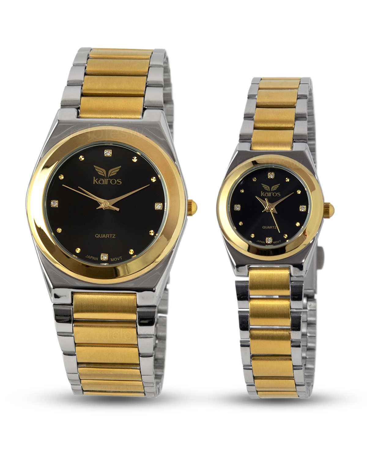 Reloj Kairos Pareja Bicolor Negro KL424M-KL424L-BINE
