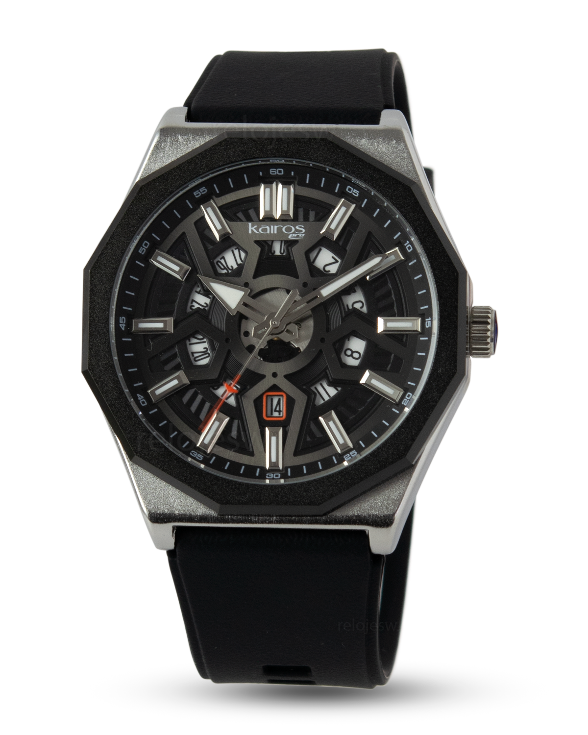 Reloj Kairos Hombre Negro Plateado KP8437-5
