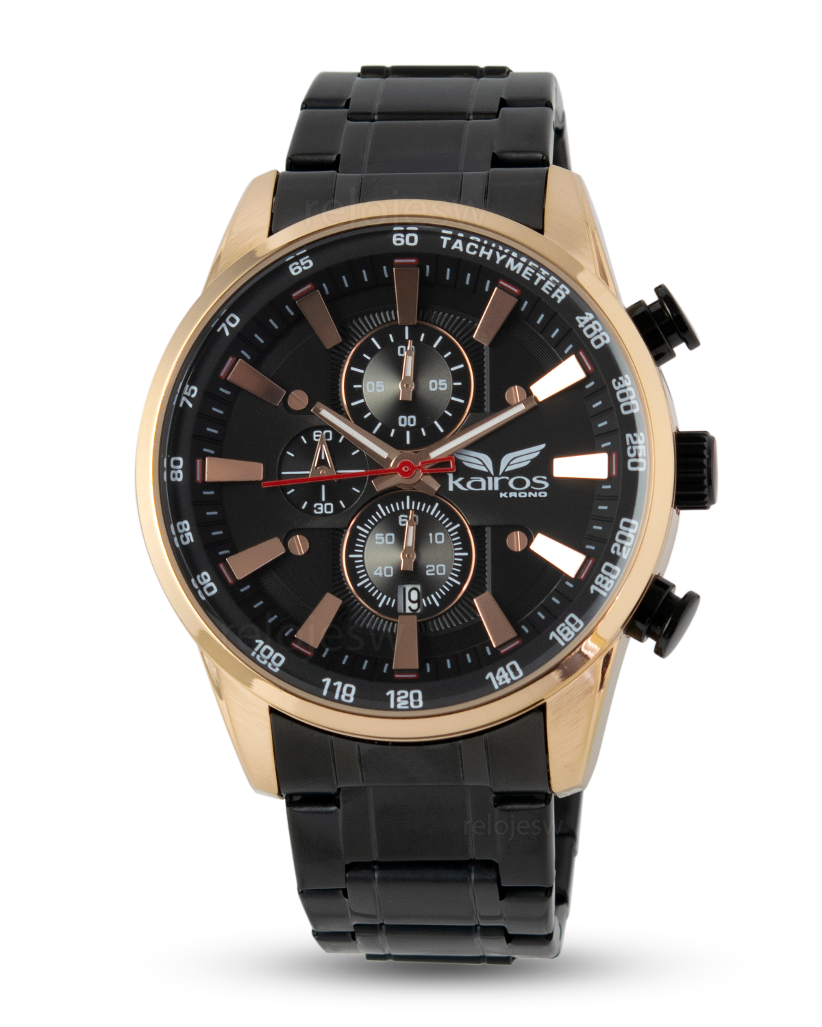 Reloj Kairos Hombre Negro Oro Rosa KR8351-6