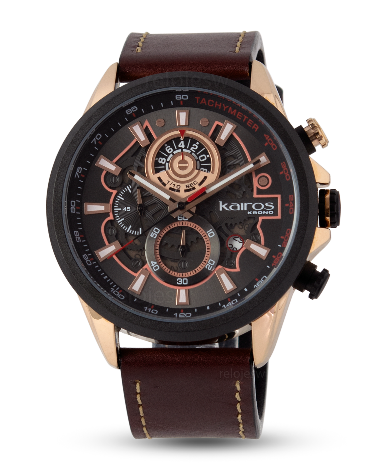 Reloj Kairos Hombre Marron Oro Rosa KR8380-1