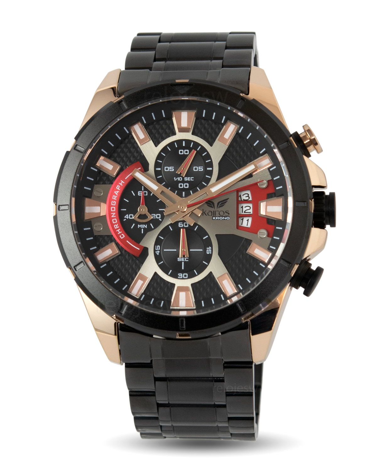 Reloj Kairos Hombre Negro Oro Rosa KR8401-6