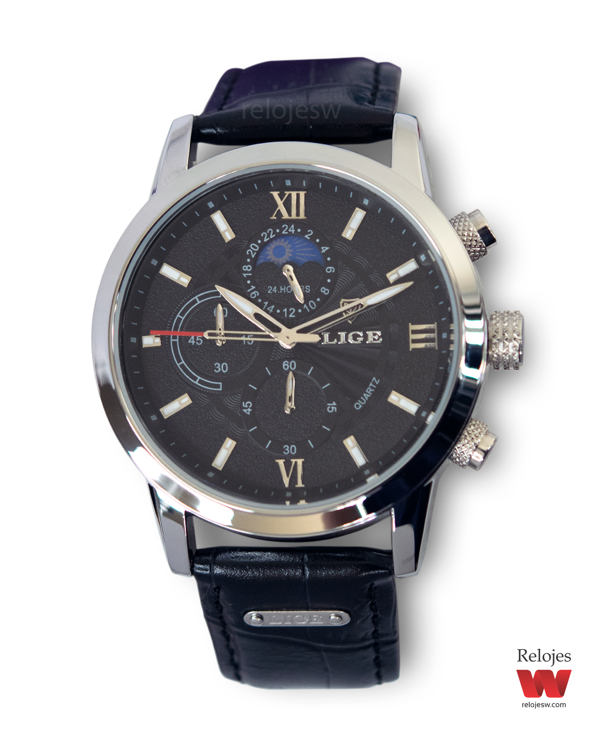 Reloj Lige Hombre LG8932 Negro Plateado
