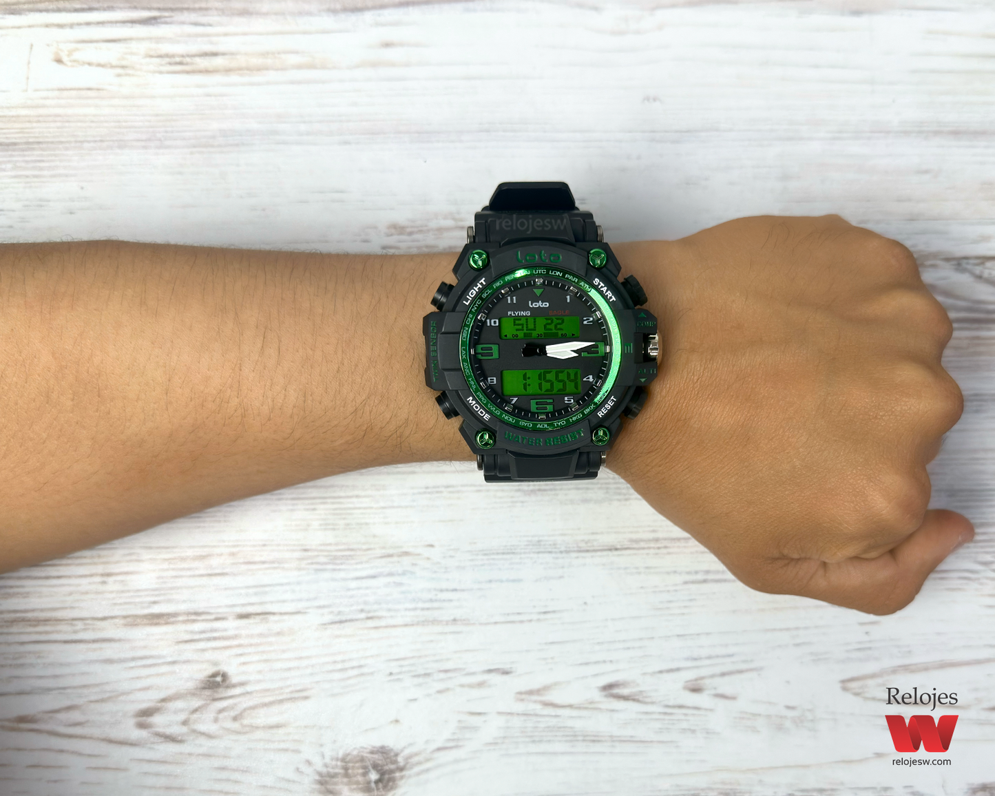 Reloj Loto Hombre Negro Verde LT-2403-NEVE