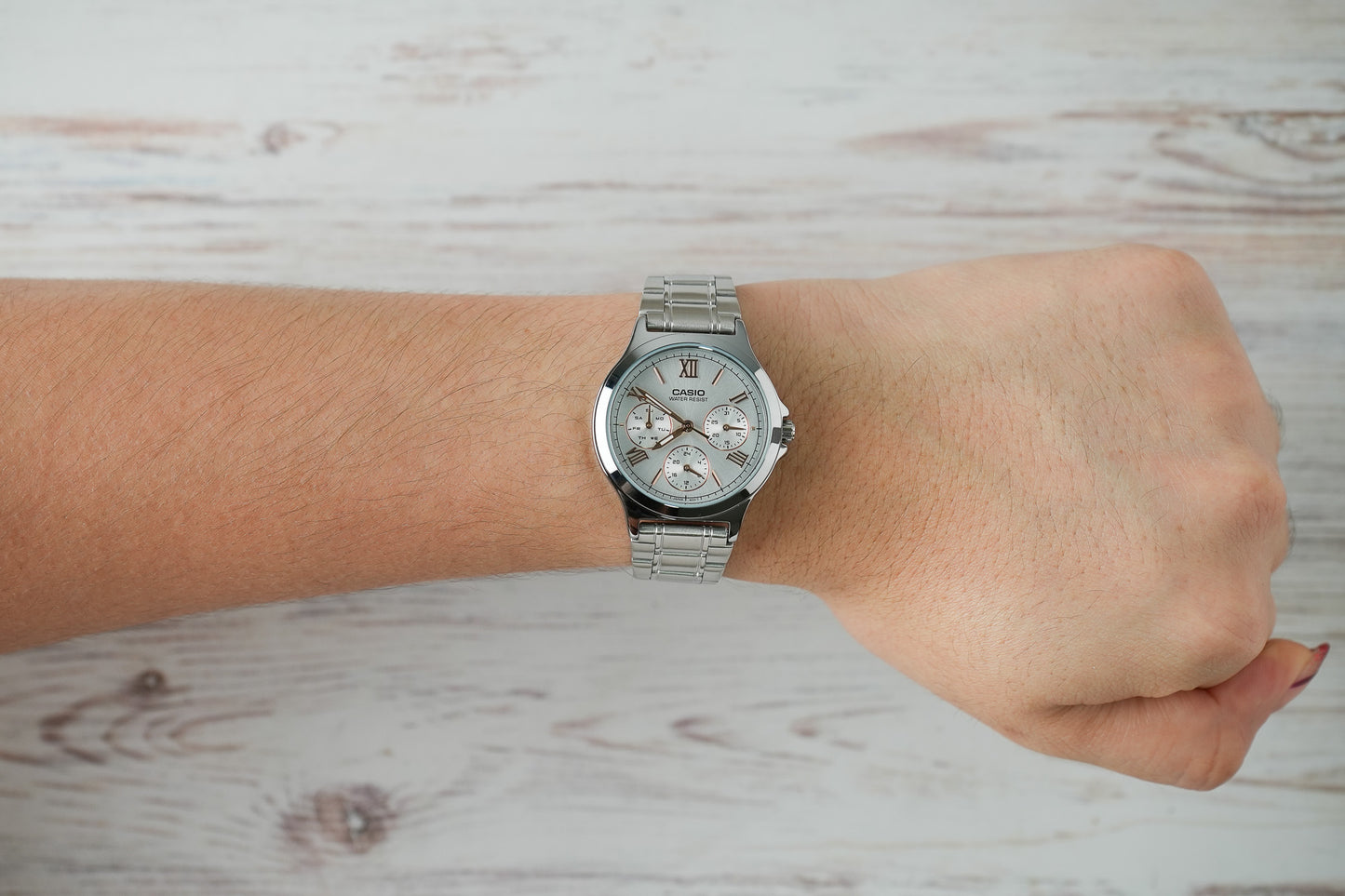 Reloj Casio Mujer Original Plateado LTP-V300D-7A2