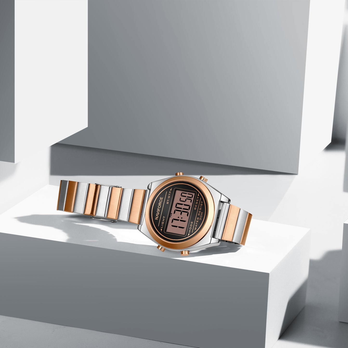 Reloj Naviforce Mujer Plateado y Oro Rosa NF5066-PLOR