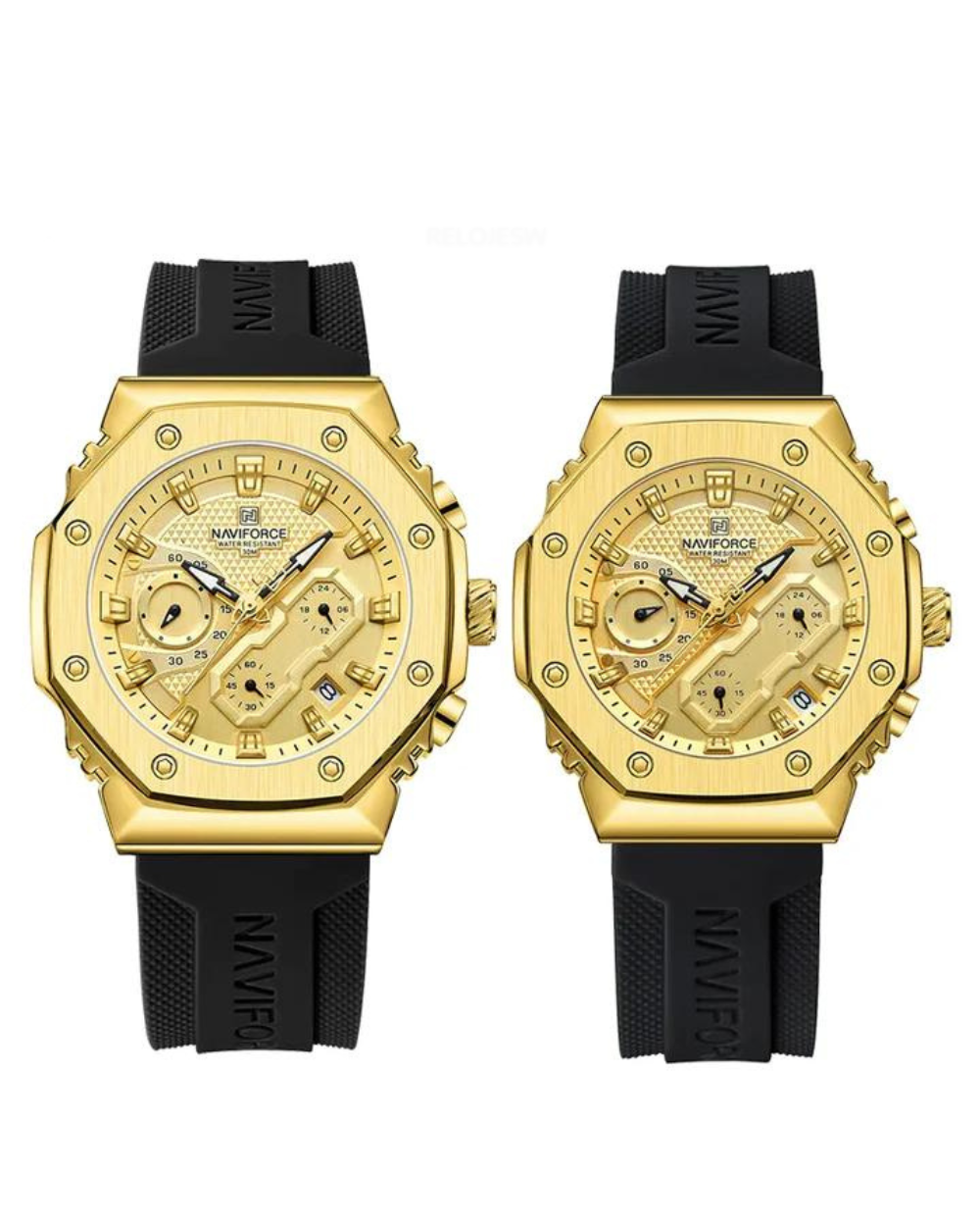 Reloj Naviforce Pareja Negro Dorado NF8035H-2-NF8035M-2