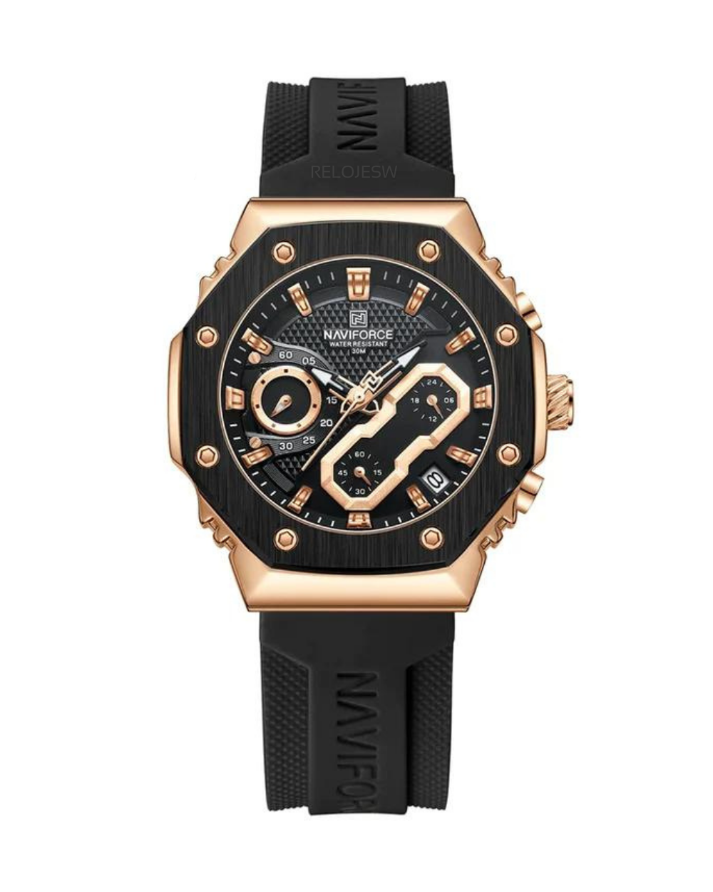 Reloj Naviforce Mujer Negro Oro Rosa NF8035M-1
