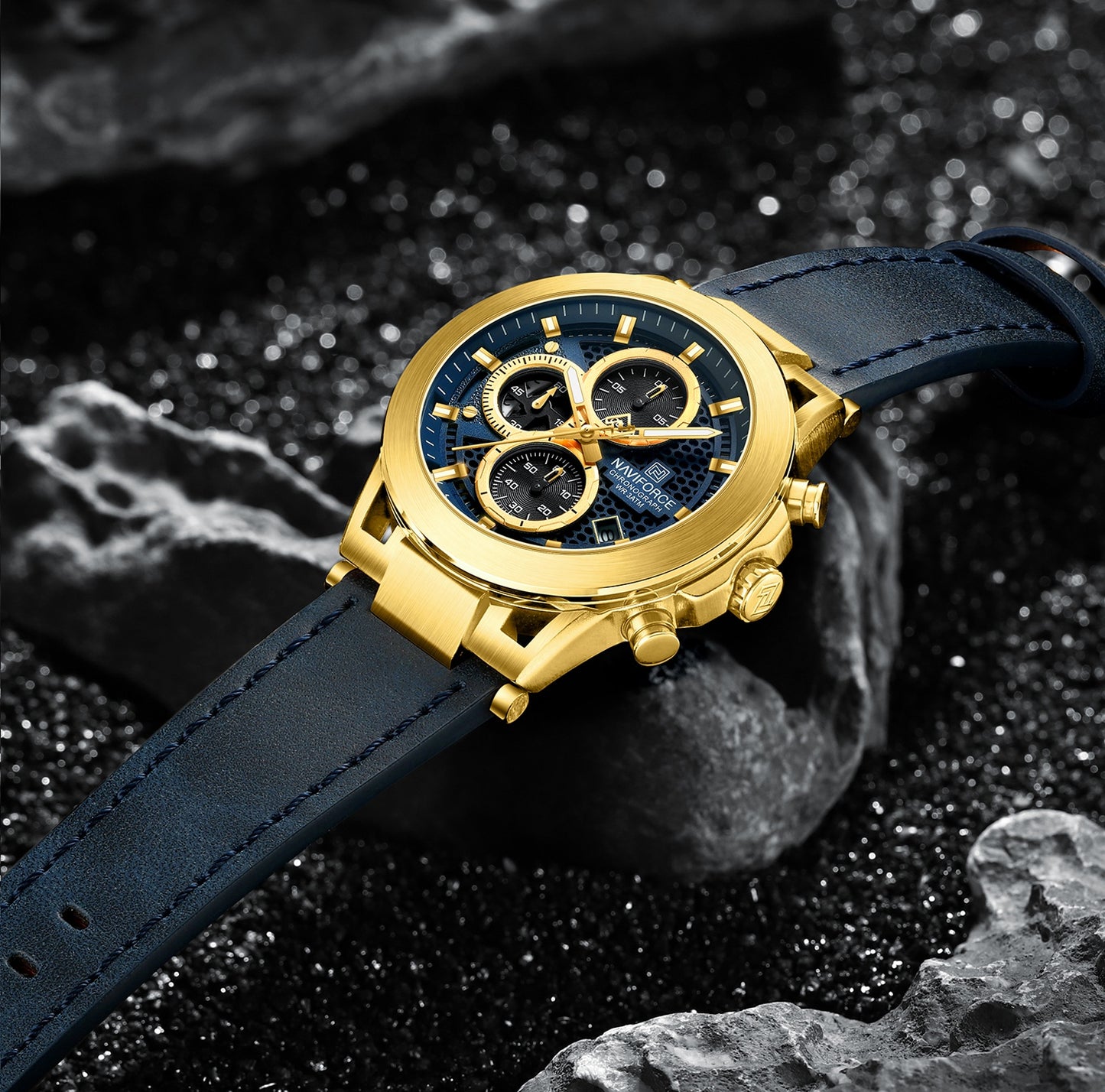Reloj Naviforce Hombre Azul Dorado NF8073-AZDO