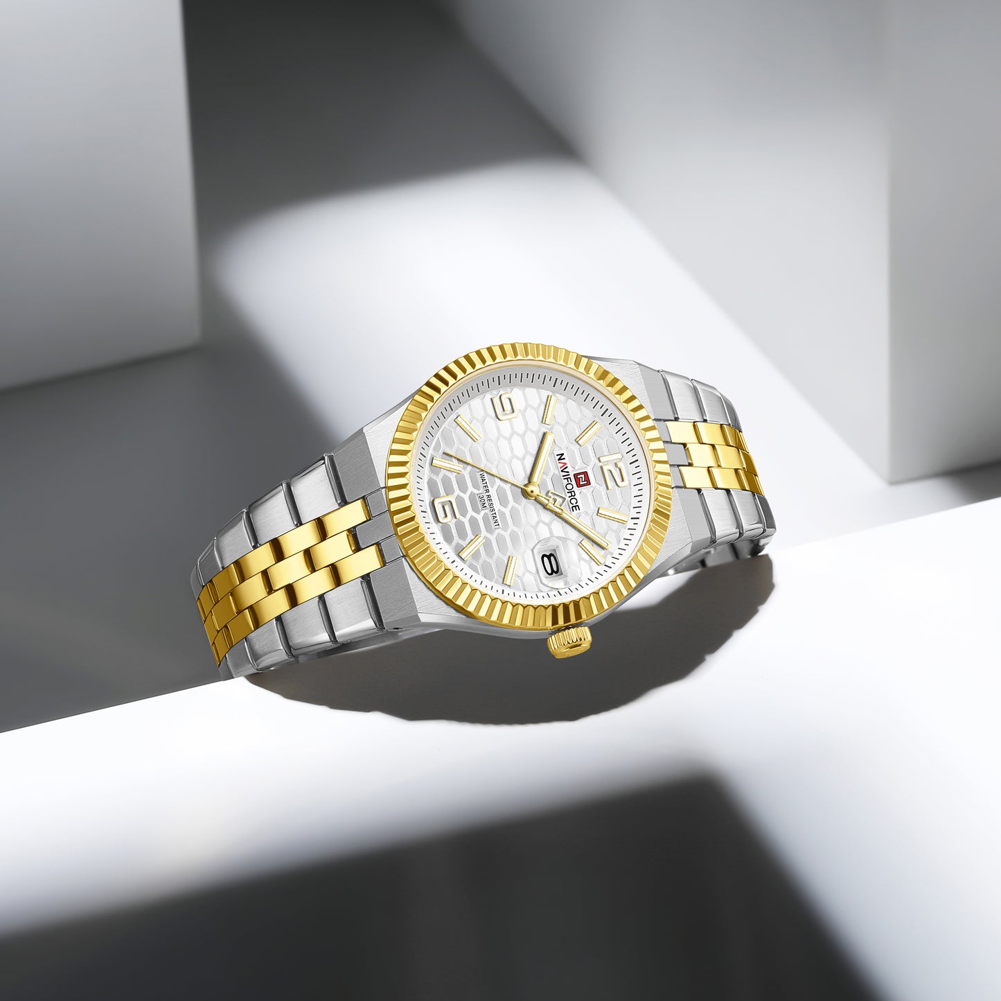 Reloj Naviforce Hombre Original Plateado y Dorado NF9277-BIPL