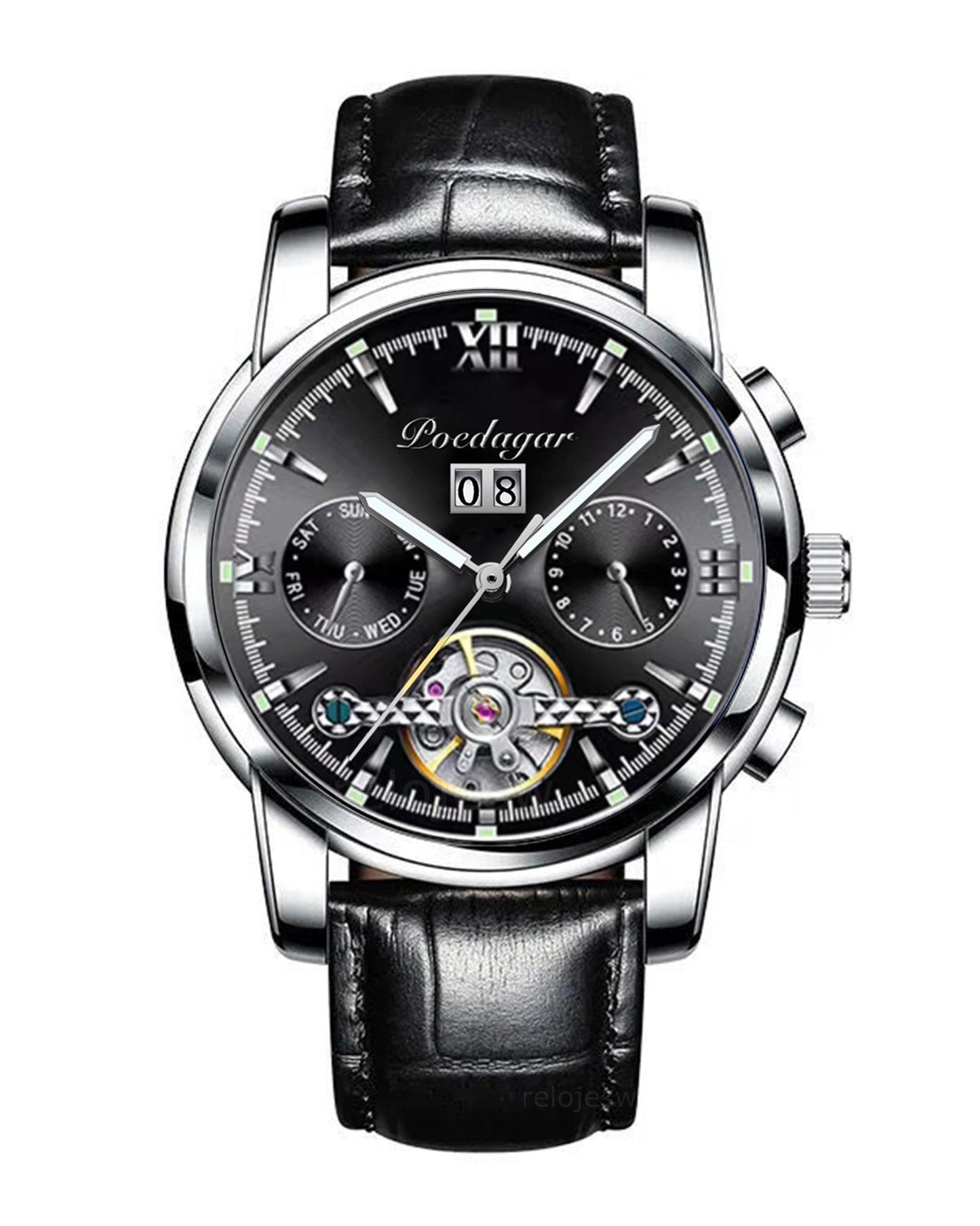 Reloj Poedagar Hombre Original Negro PG-1401-NENE