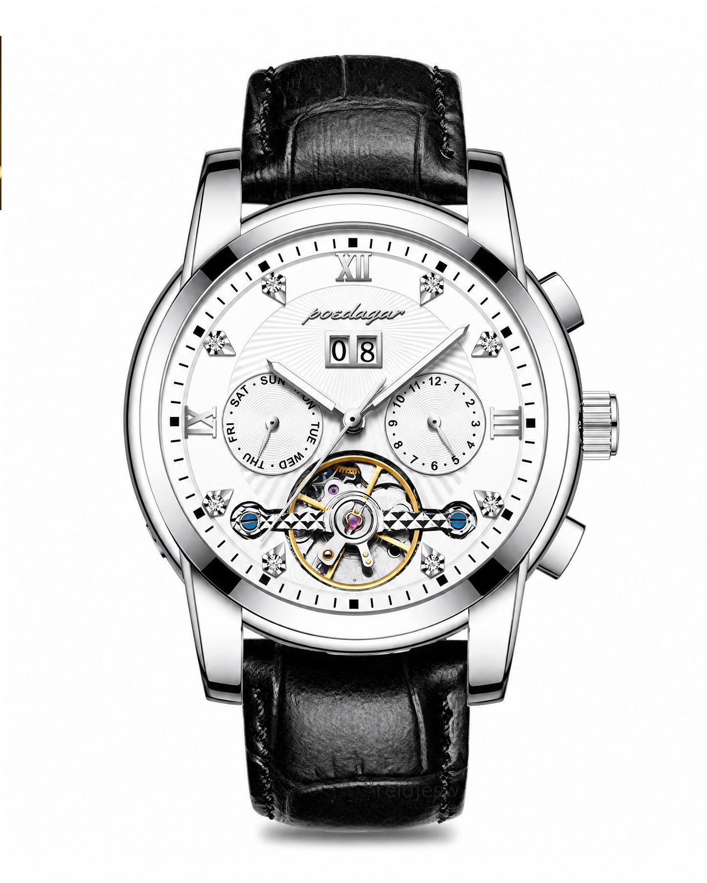 Reloj Poedagar Hombre Original Negro PG-1401-NEPL