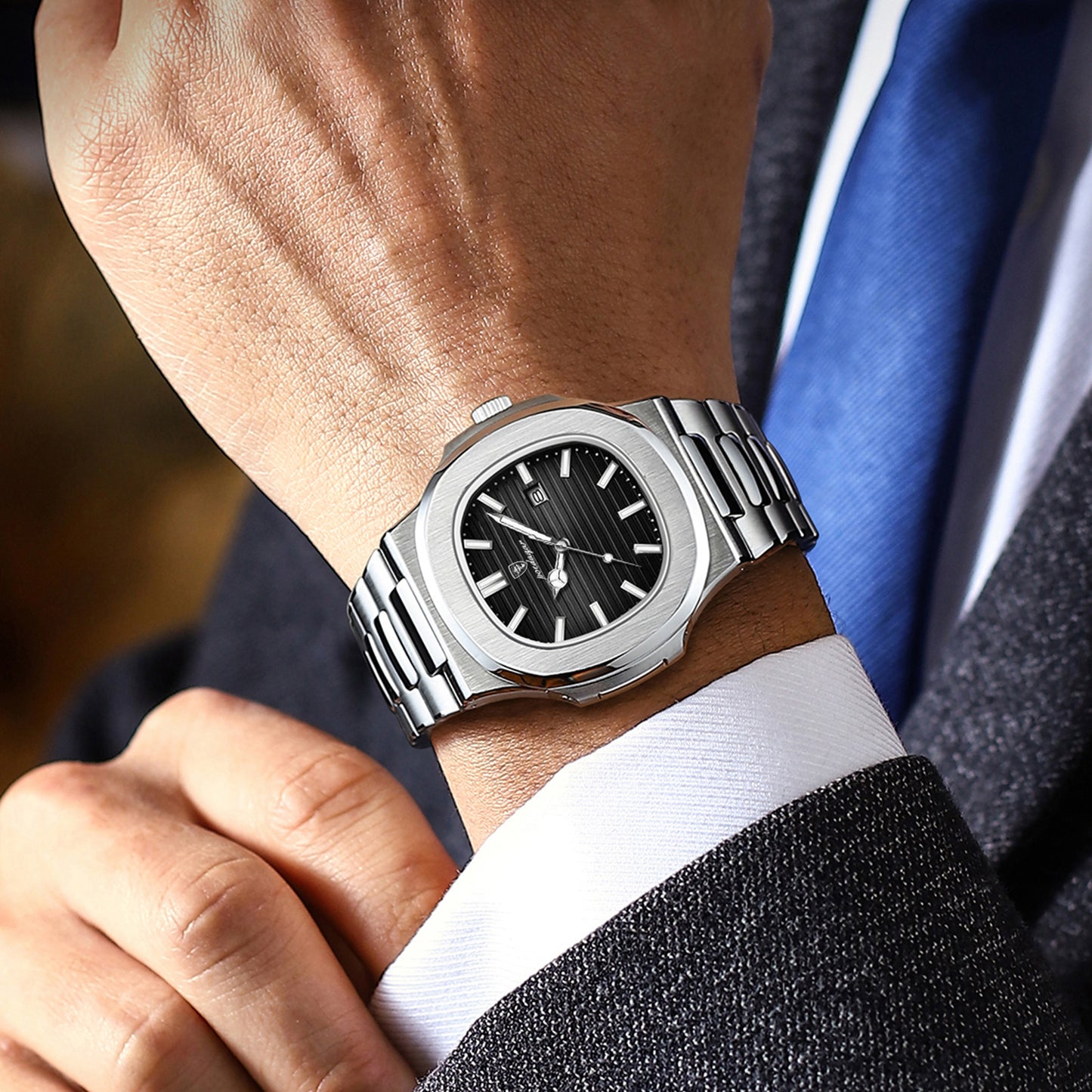 Reloj Poedagar Hombre Original Plateado PG-613-PLNE