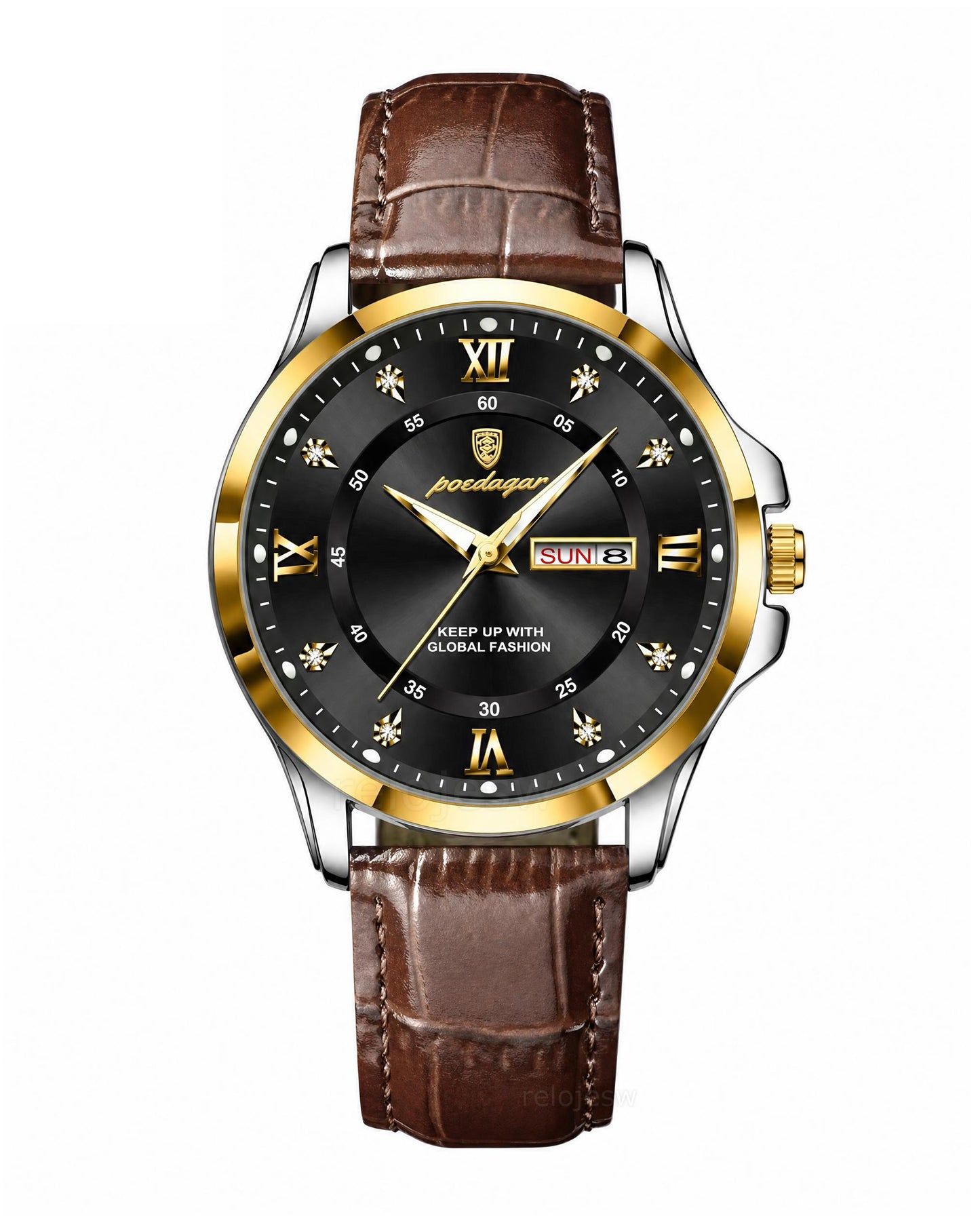 Reloj Poedagar Hombre Original Marrón PG-855B-CFNE