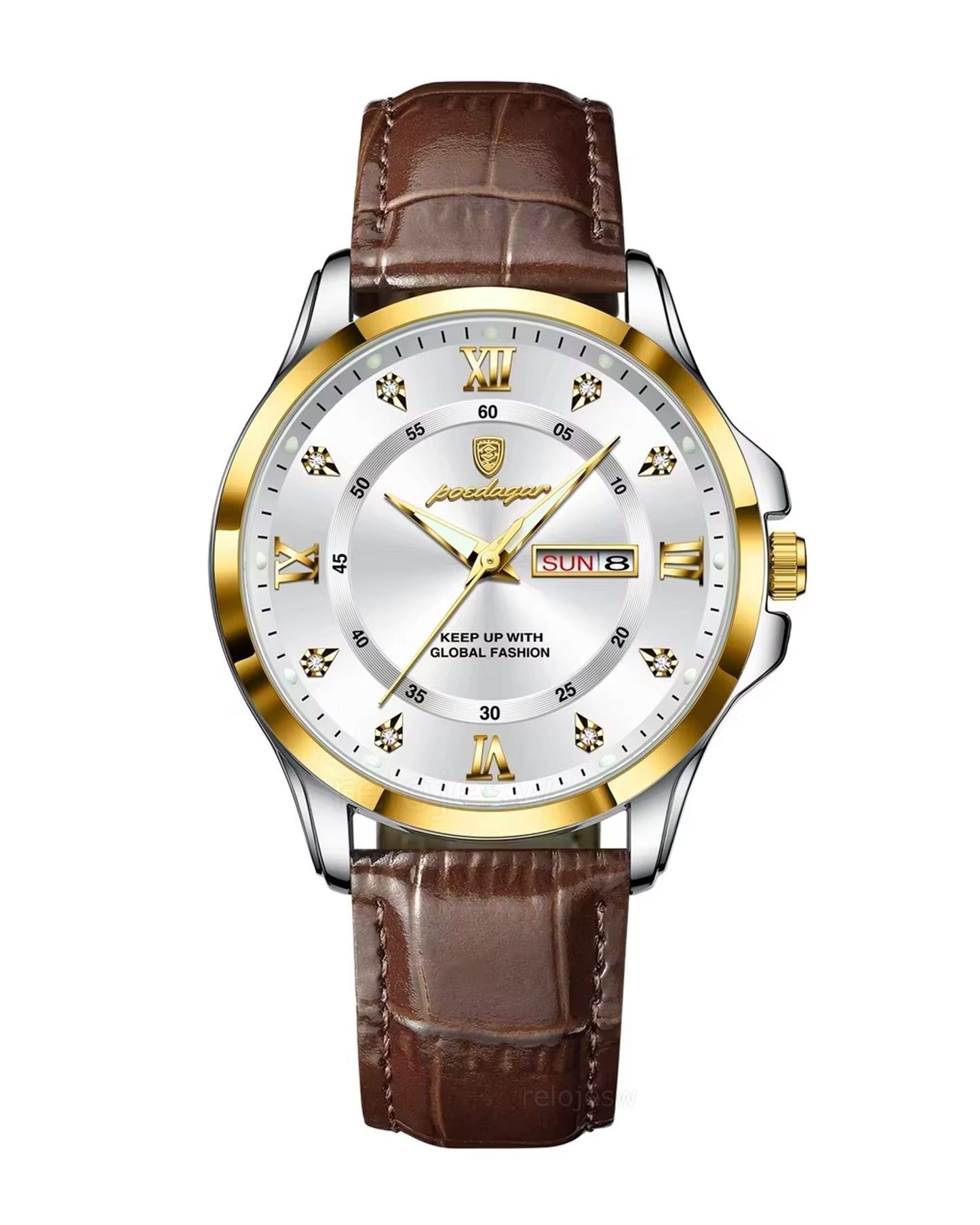 Reloj Poedagar Hombre Original Marrón PG-855B-CFPL
