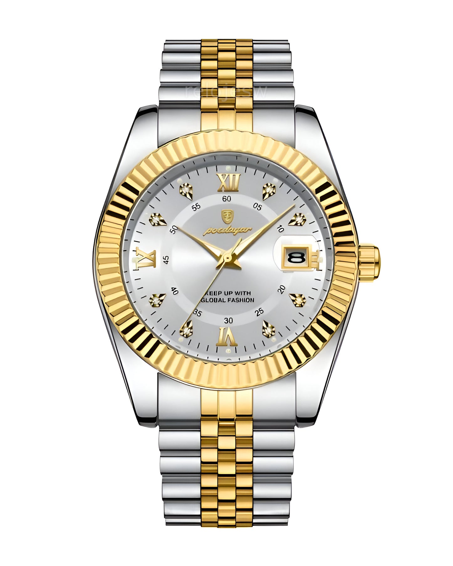 Reloj Poedagar Hombre Plateado Dorado PG-910-BIPL