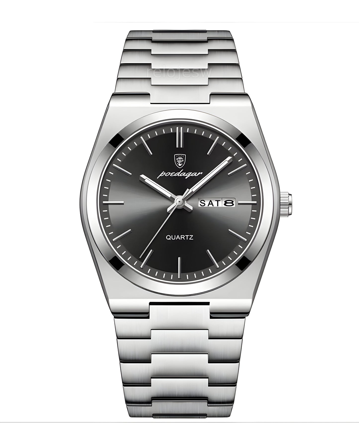 Reloj Poedagar Hombre Plateado PG-930-PLNE