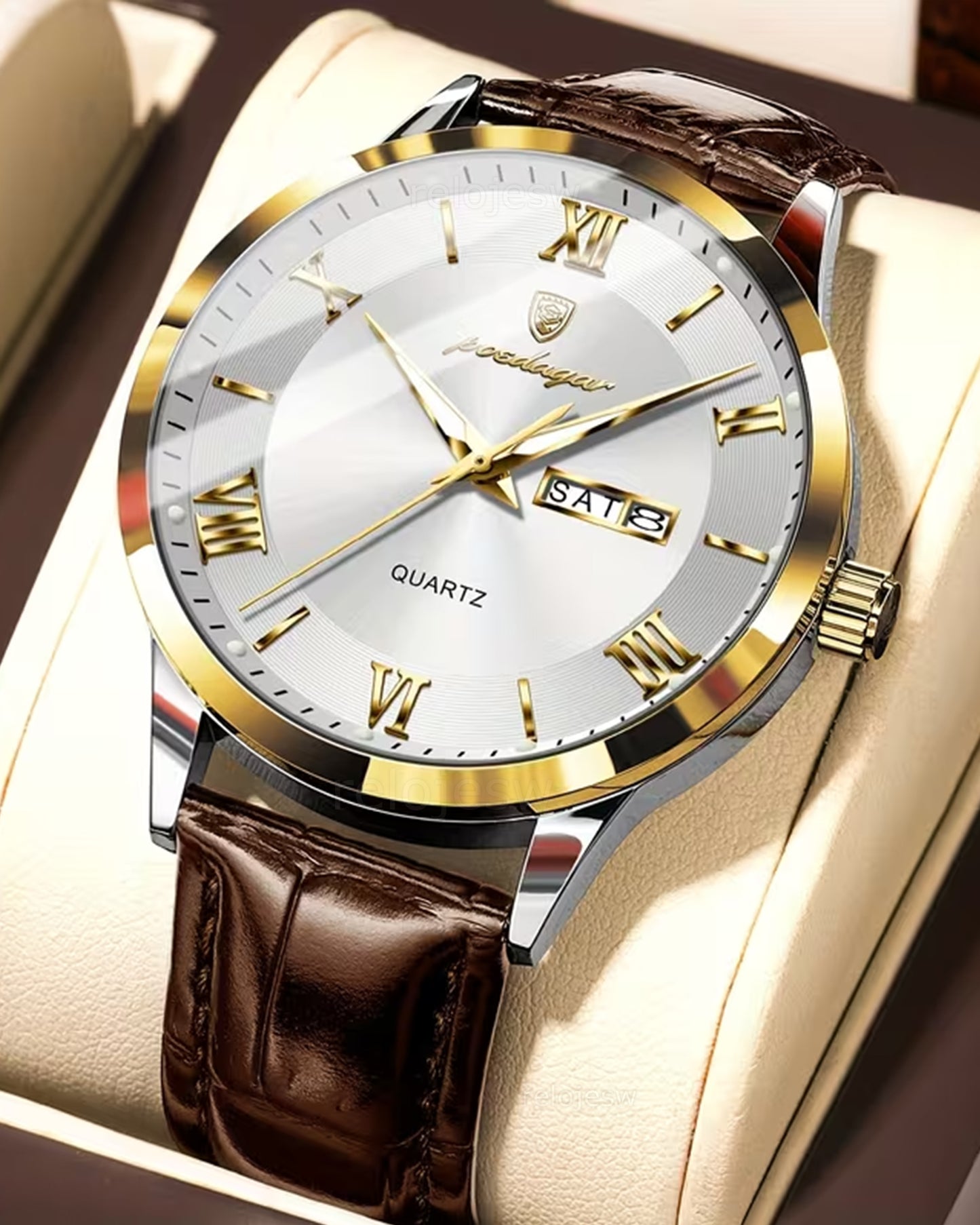 Reloj Poedagar Hombre Original Marrón PG-978B-MAPL