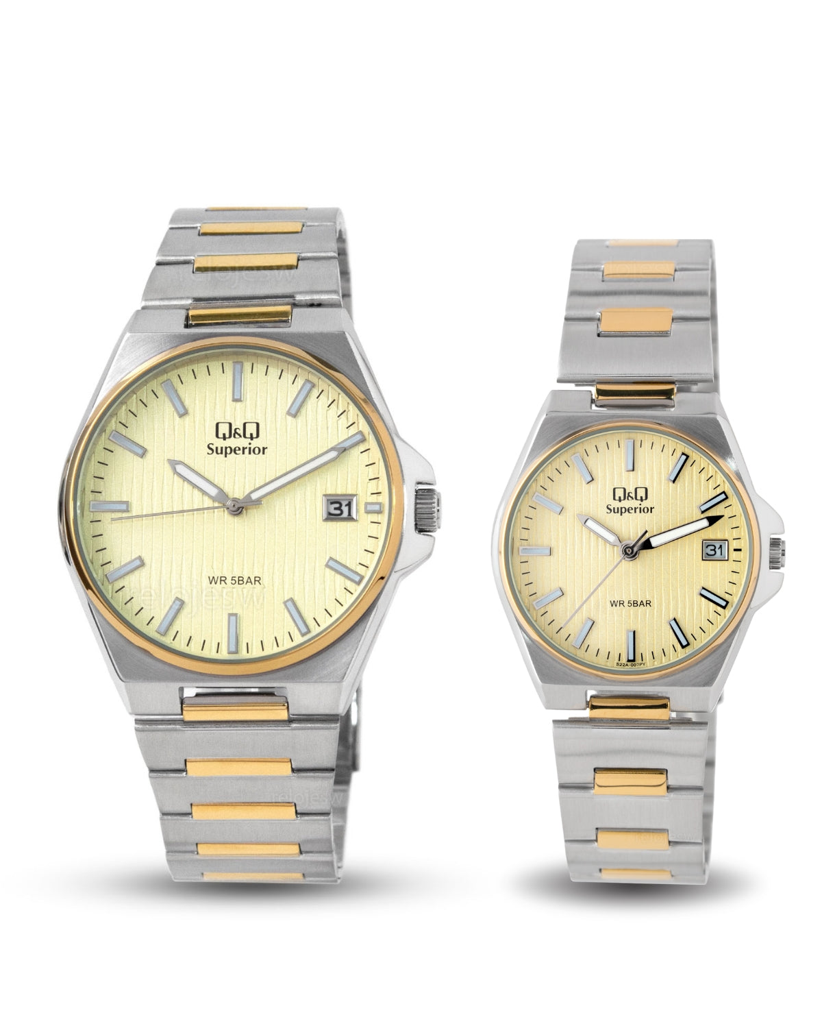 Reloj Q&Q Superior Pareja Original Plateado Dorado S21A007Y-S22A007Y