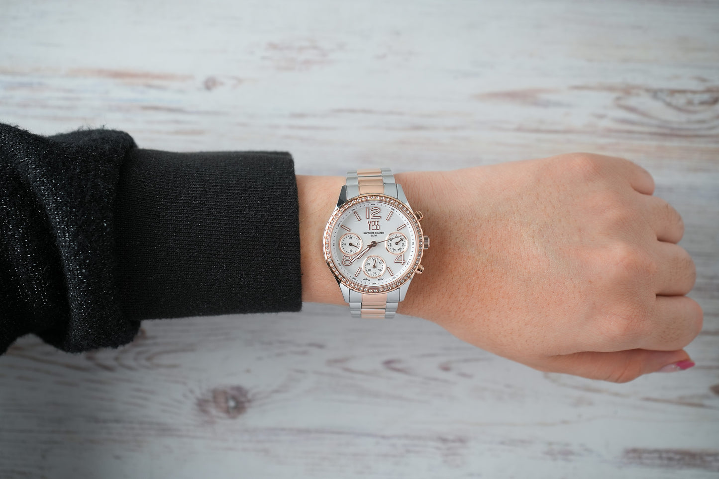 Reloj Yess Mujer Original Plateado y Oro Rosa SMT-251113-4