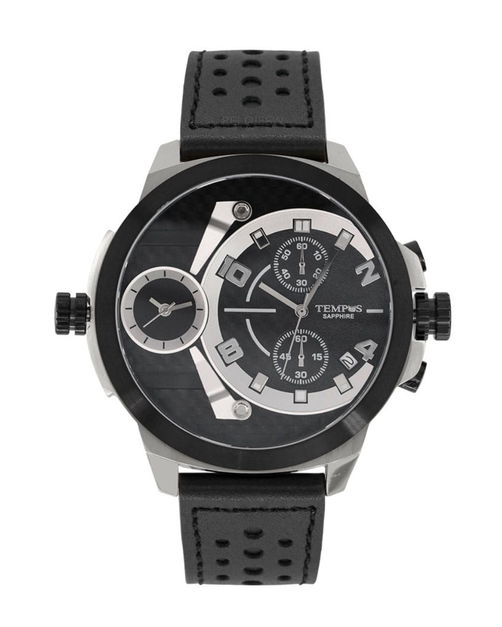 Reloj Tempus Hombre Negro Plateado T23011 NEPL
