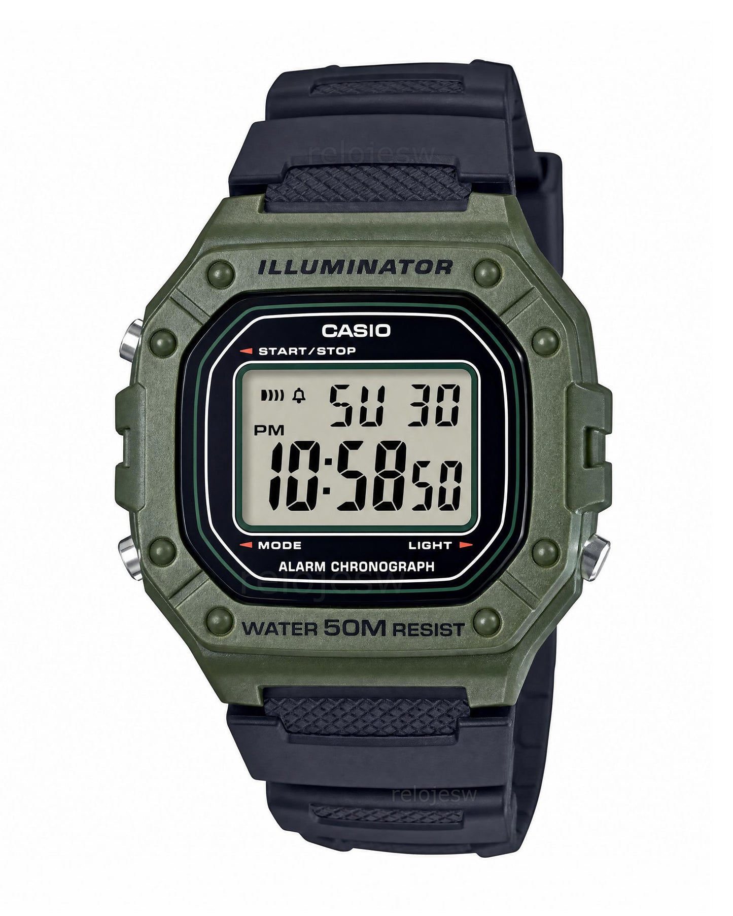 Reloj Casio Hombre Original Negro W-218H-3AV