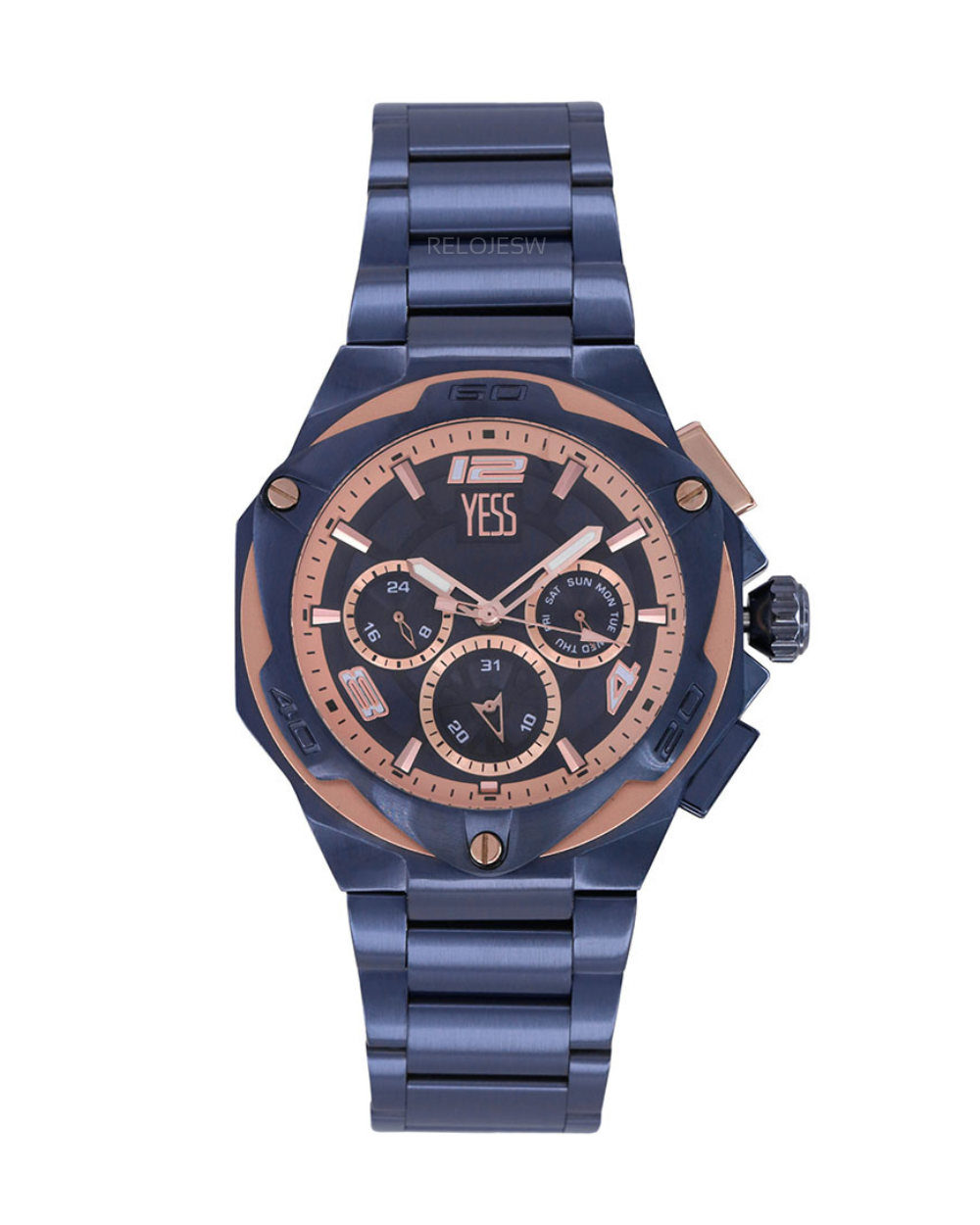 Reloj Yess Hombre Azul Oro Rosa Y23051 1