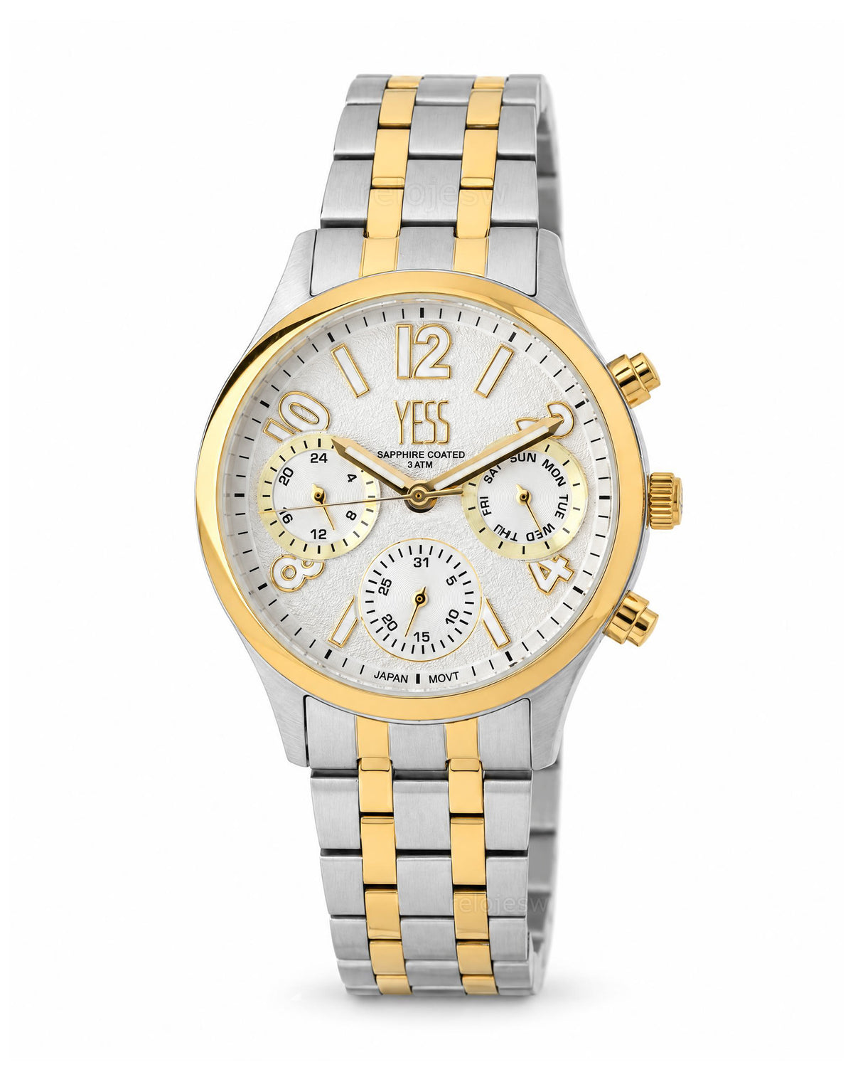 Reloj Yess Mujer Original Plateado y Dorado Y25066-3