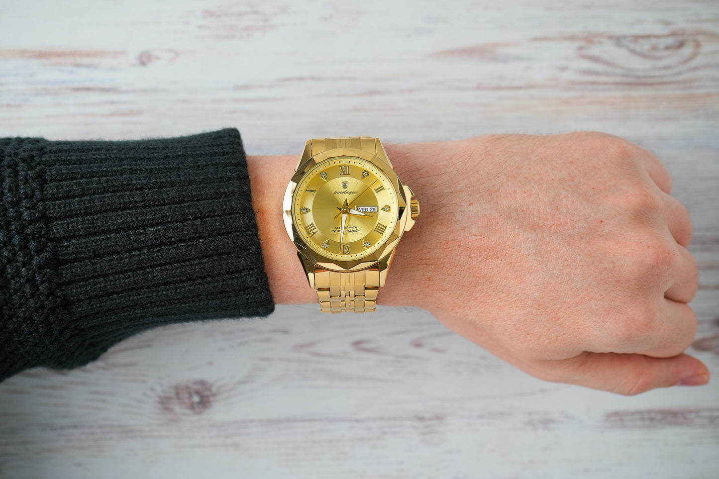 Reloj Poedagar Hombre Original Dorado PG-698-DODO