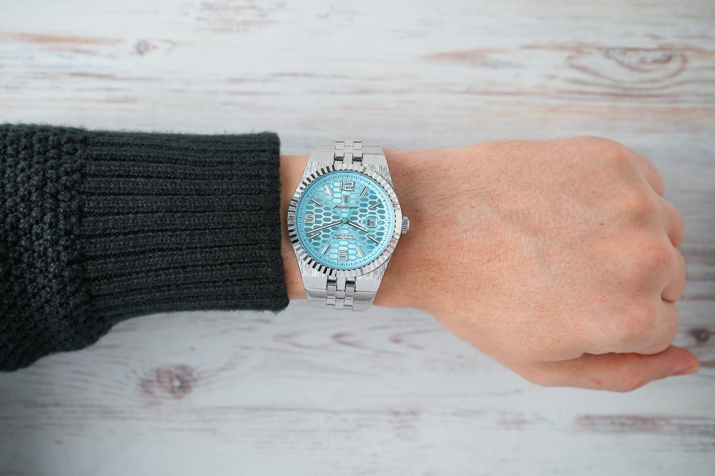 Reloj Poedagar Hombre Original Plateado PG-839-PLCE