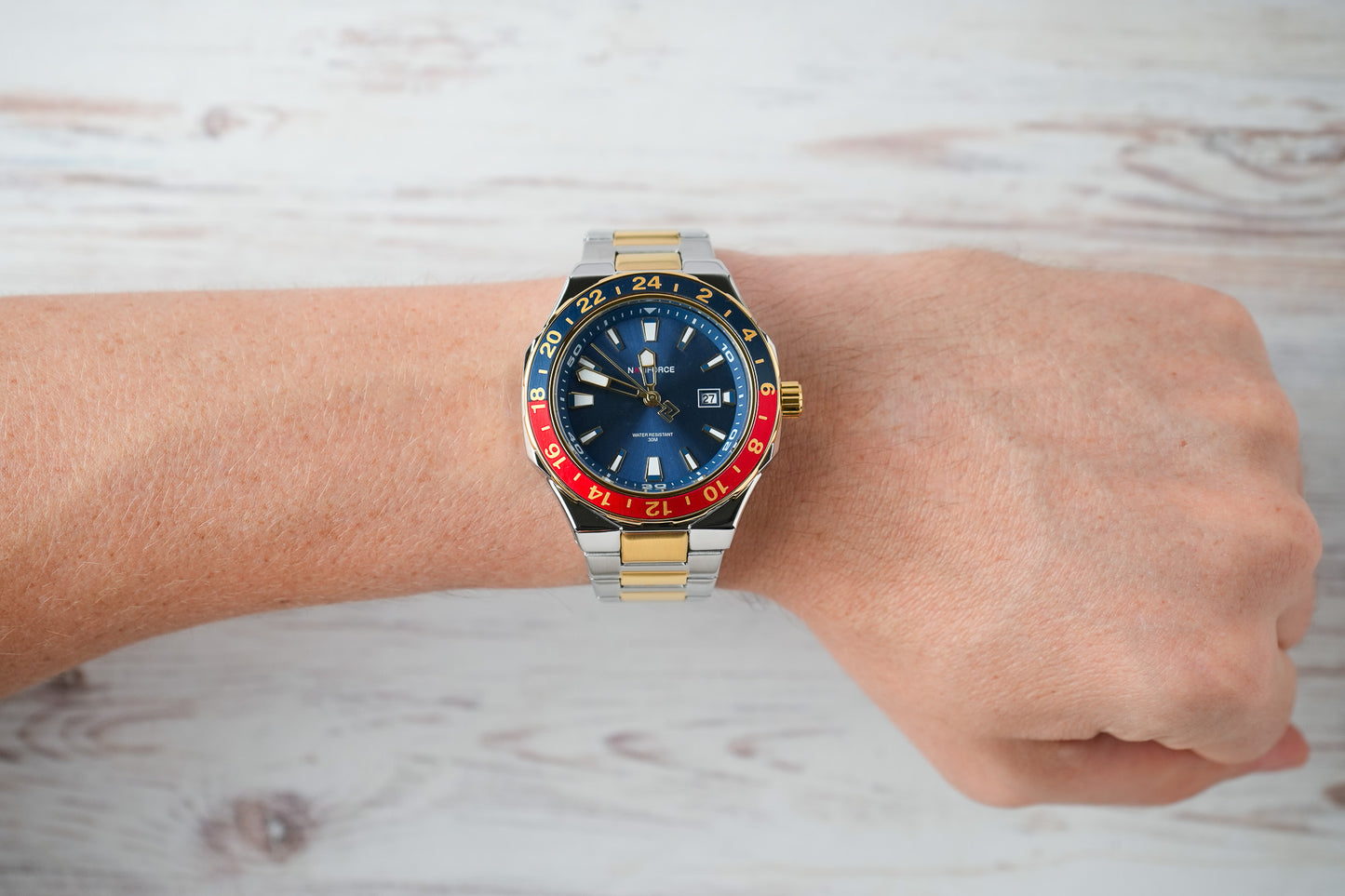 Reloj Naviforce Hombre Original Plateado y Dorado NF9249-BIAZRO