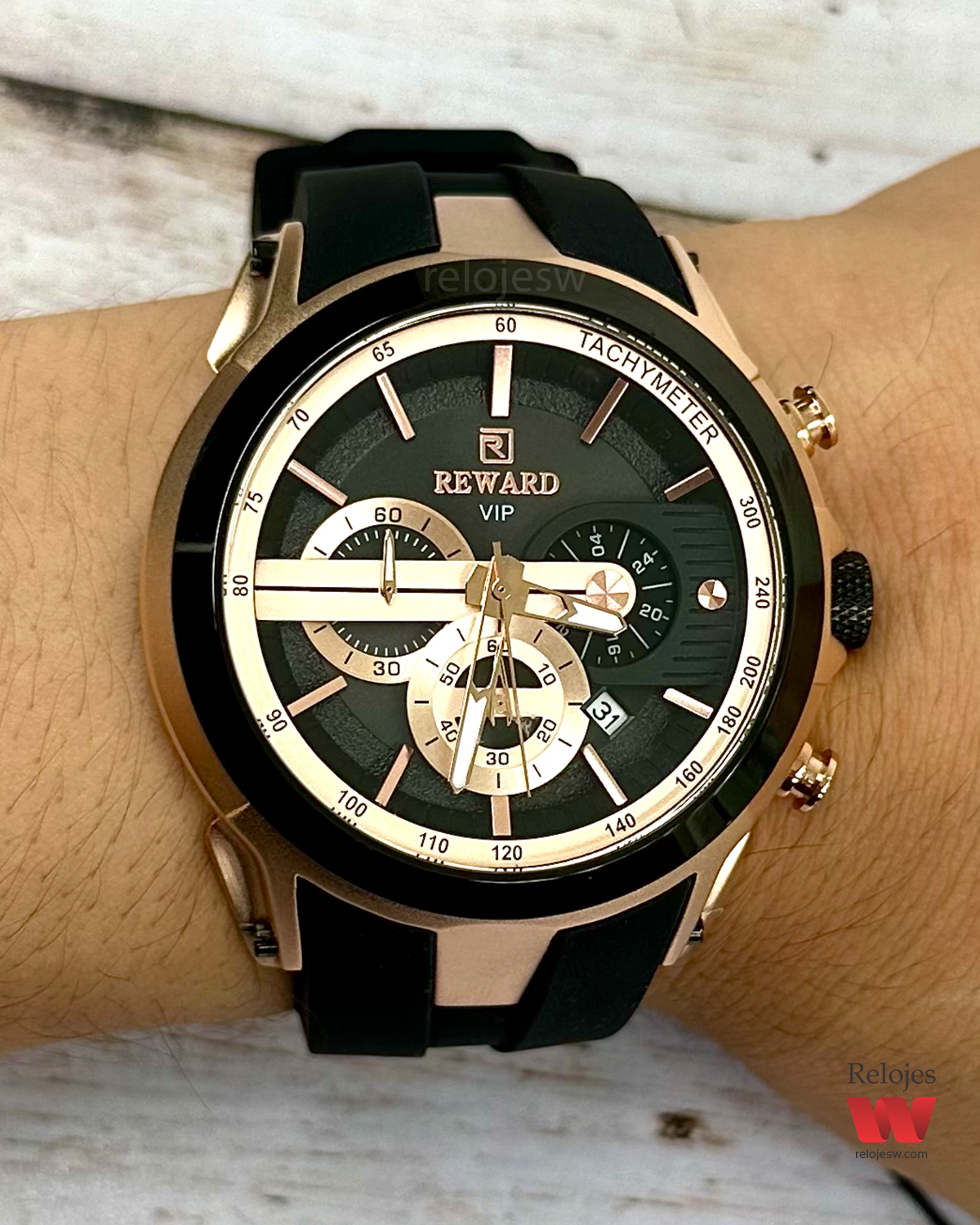Reloj Reward Hombre RD83046M Negro Oro Rosa