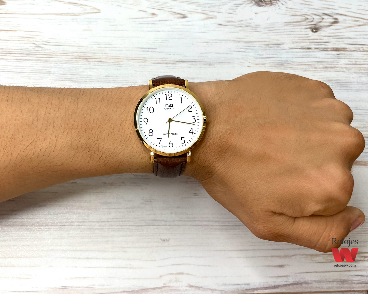 Reloj Q&Q Hombre Q978J104Y Marrón Dorado - Relojes W