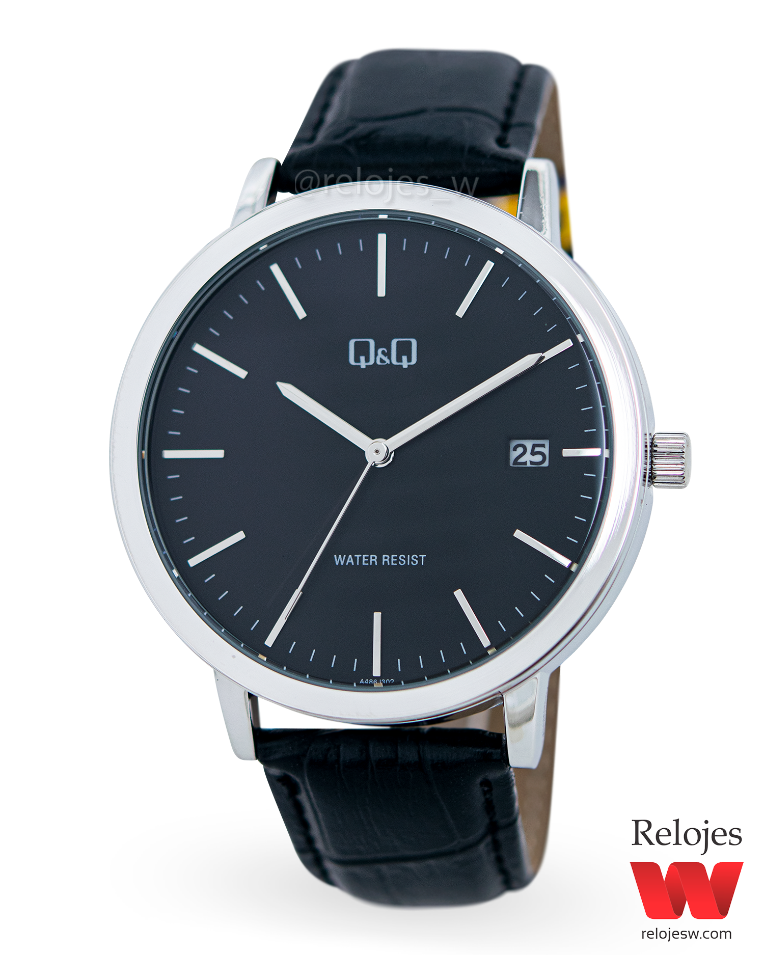 Reloj Q Q Hombre Negro Plateado A486J302Y Relojes W