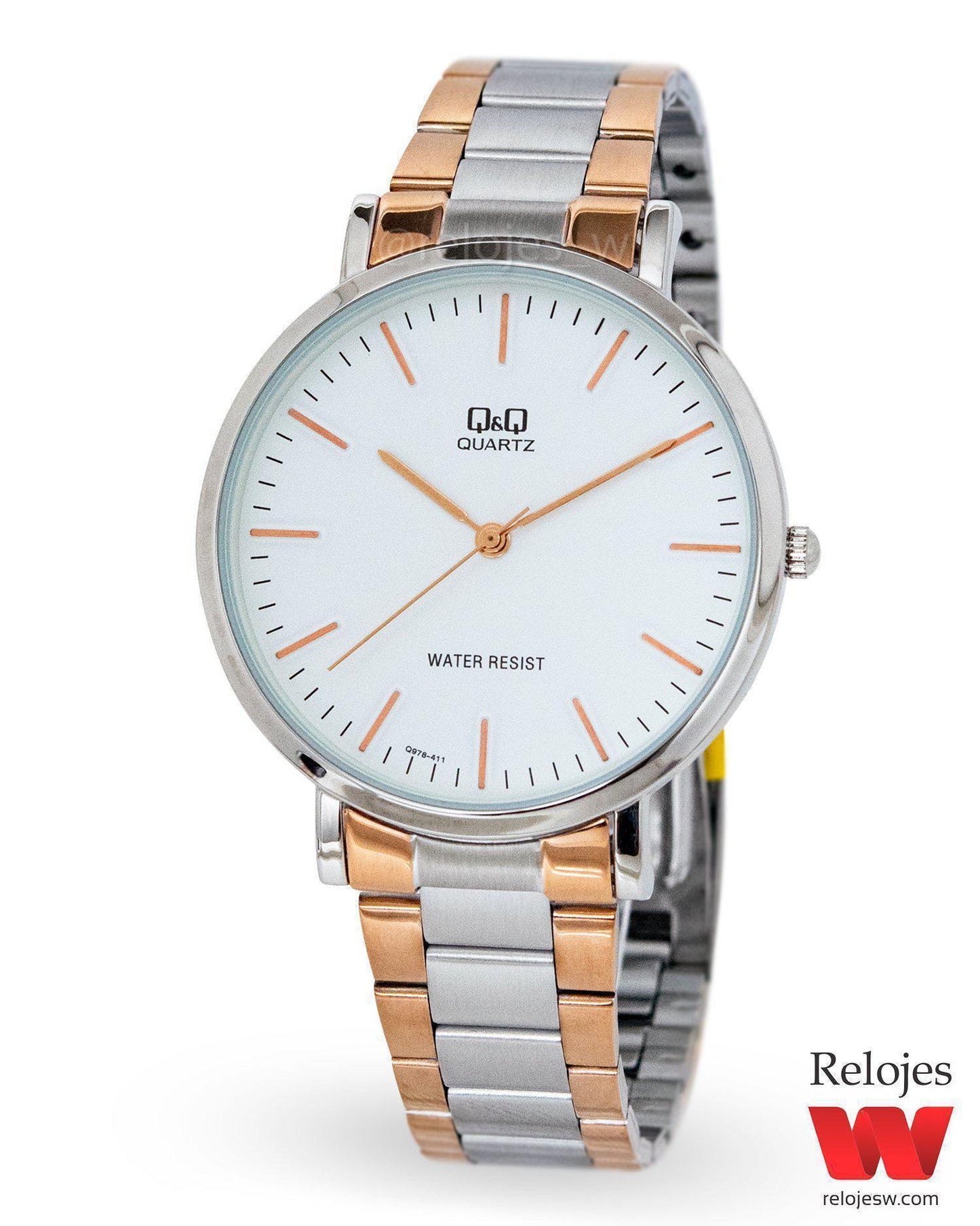 Reloj Q&Q Hombre Q978J411Y Plateado Oro Rosa