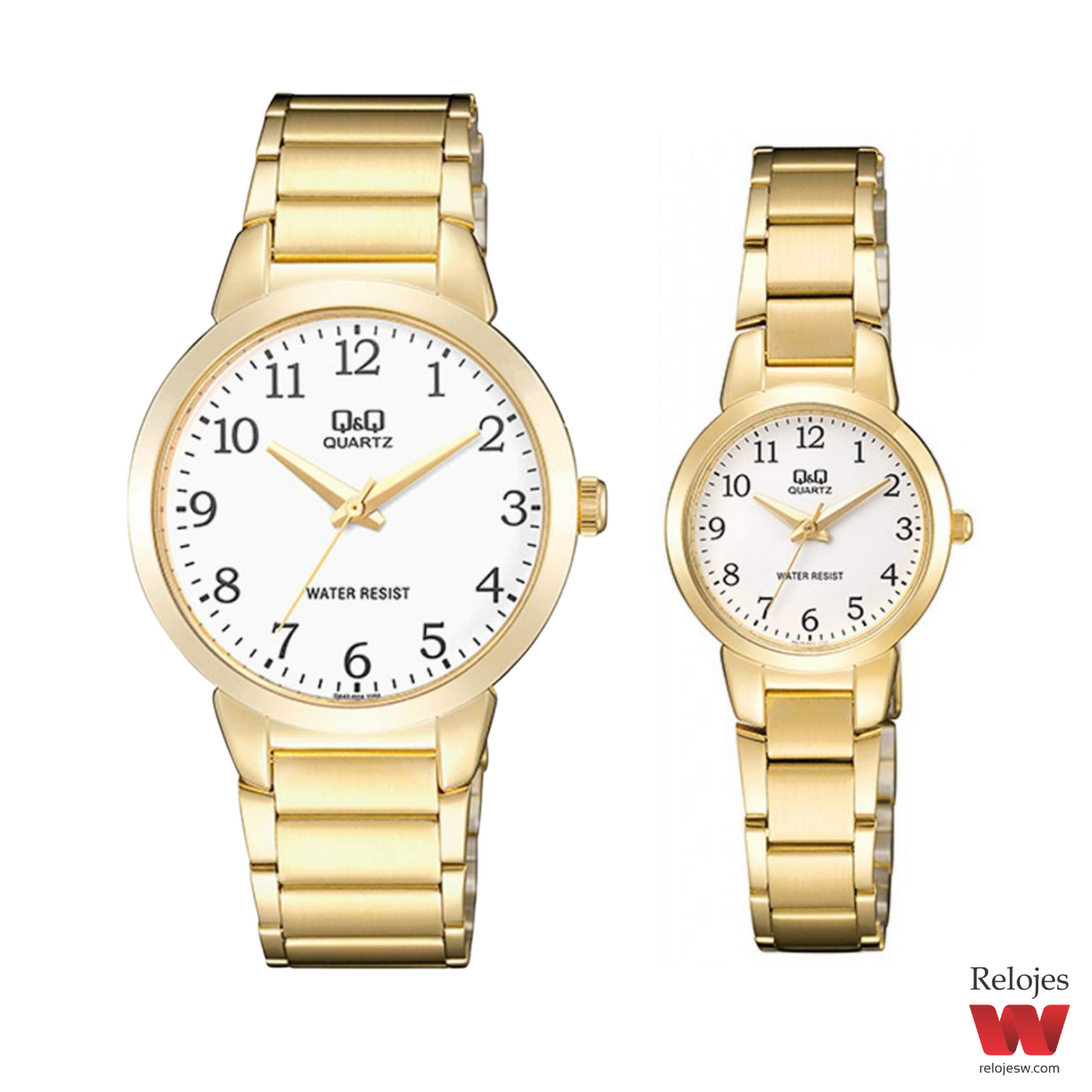 Reloj Q&Q Pareja Dorado Blanco QA42J004Y-QA43J004Y