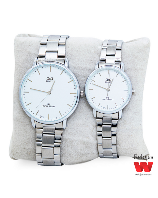Reloj Q&Q Pareja Plateado QZ00J201Y-QZ01J201Y