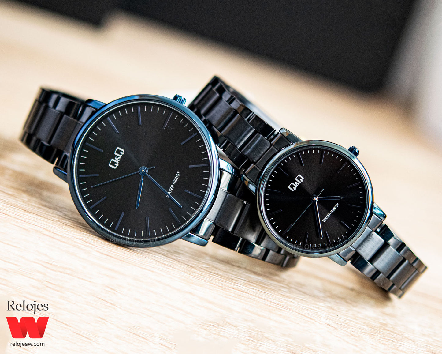 Reloj Q&Q Pareja Negro Azul QZ00J813Y-QZ01J813Y