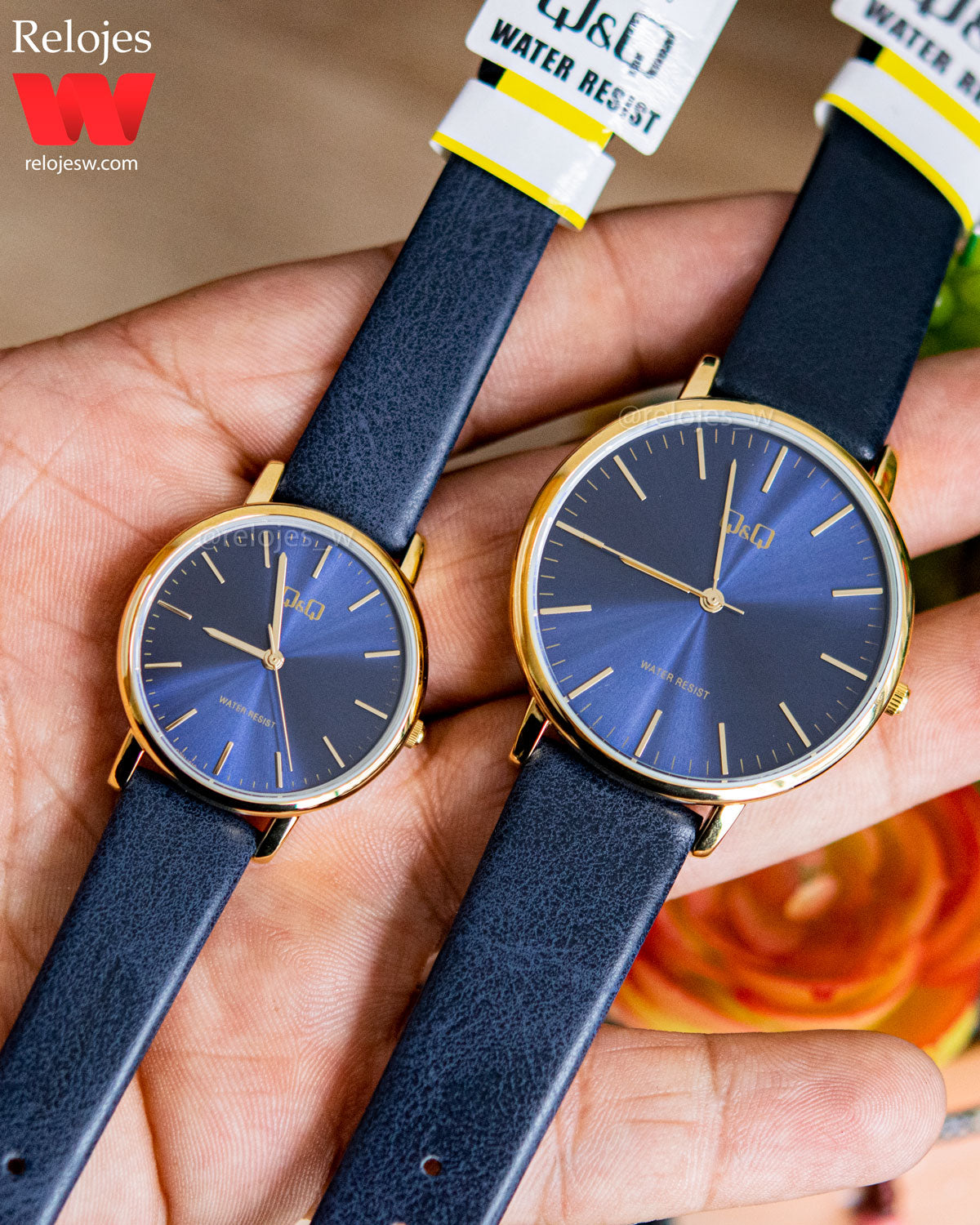 Reloj Q&Q Pareja Azul Dorado QZ00J819Y-QZ01J819Y