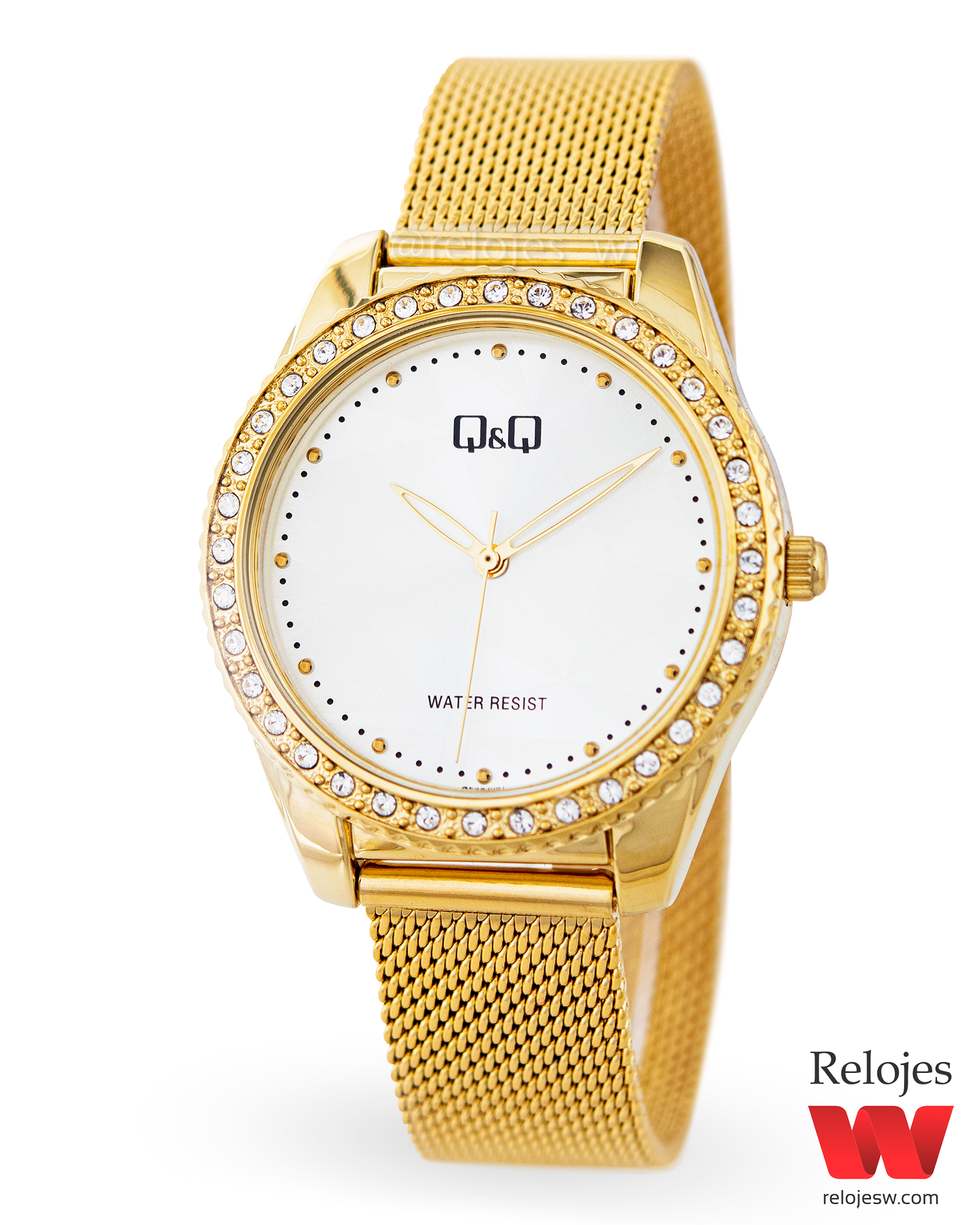 Reloj Dorado Mujer Dama Con Plateado Marca Qq