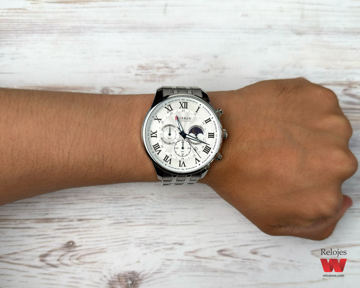 Reloj Curren Hombre Original Plateado CU8427-PLBL