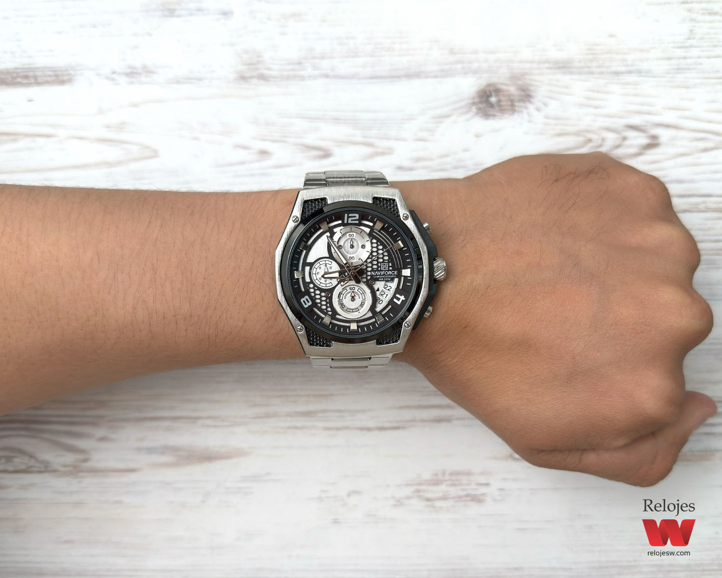 Reloj Naviforce Hombre Plateado Negro NF8051S-PLNE