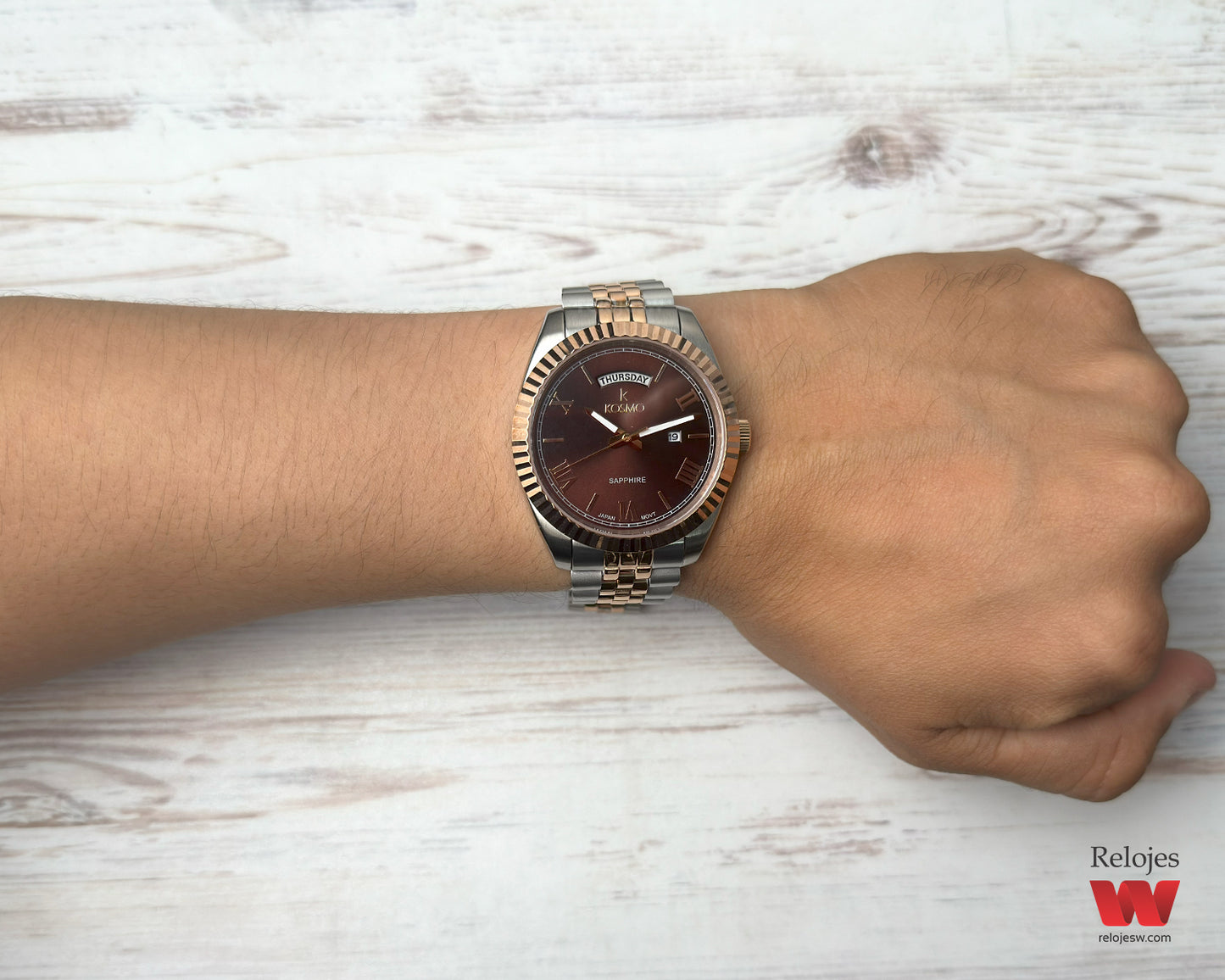 Reloj Kosmo Hombre Plateado y Oro Rosa K-583S-PLOR