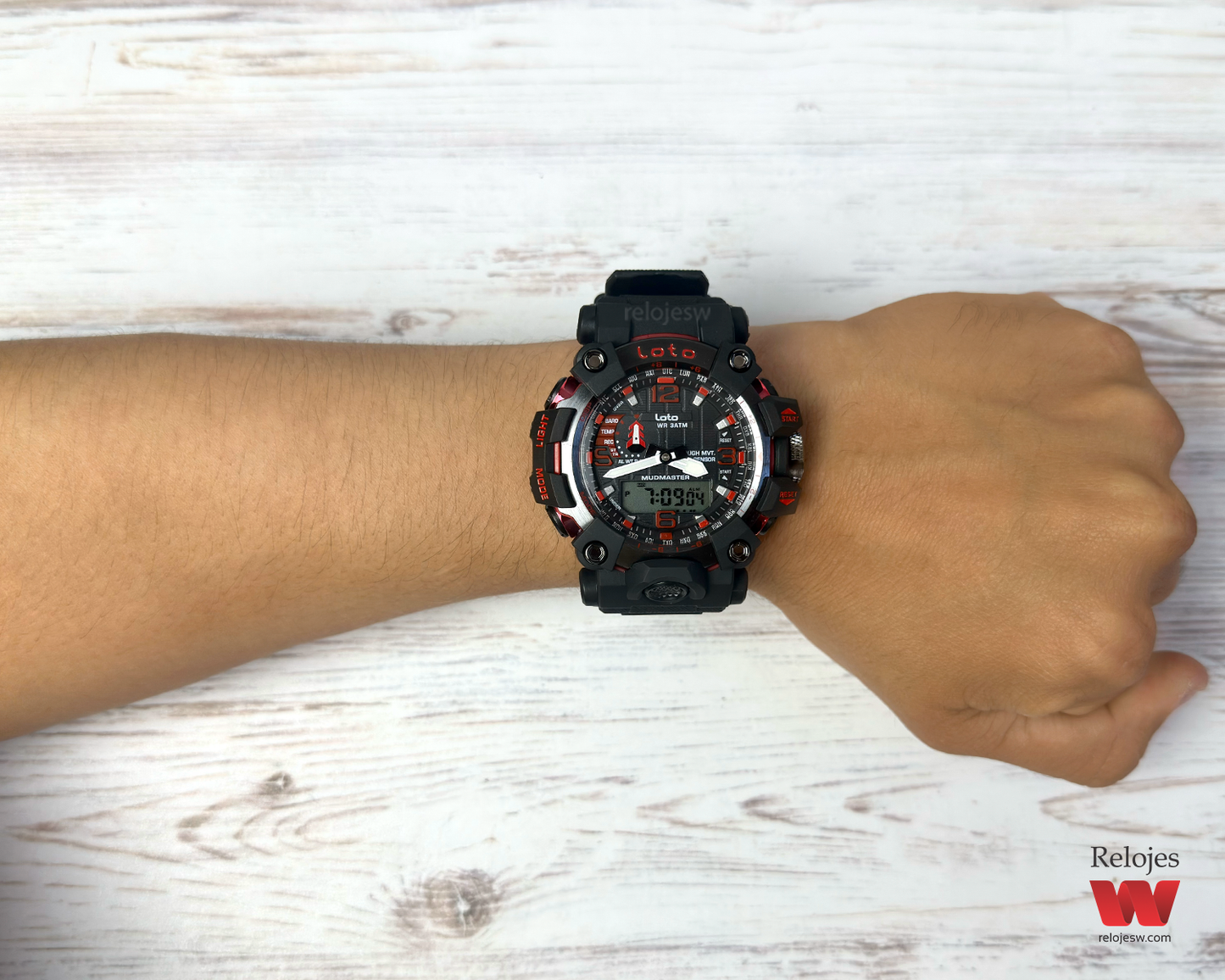 Reloj Loto Hombre Negro Rojo LT-2423-NERO