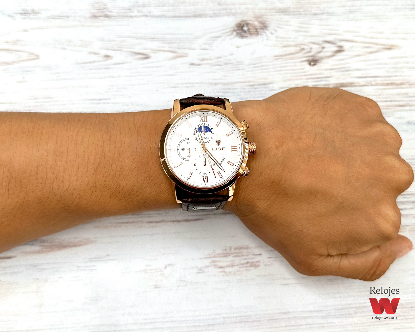 Reloj Lige Hombre LG8932 Marron Oro Rosa