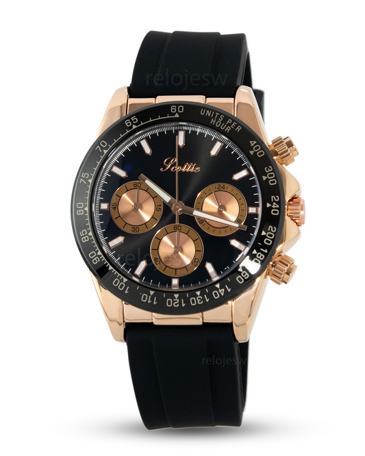 Reloj Scottie Unisex Negro Oro Rosa 3055-NEOR